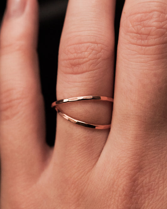 Thin Interlocking Set of 2 Rings, 14K Rose Gold Fill