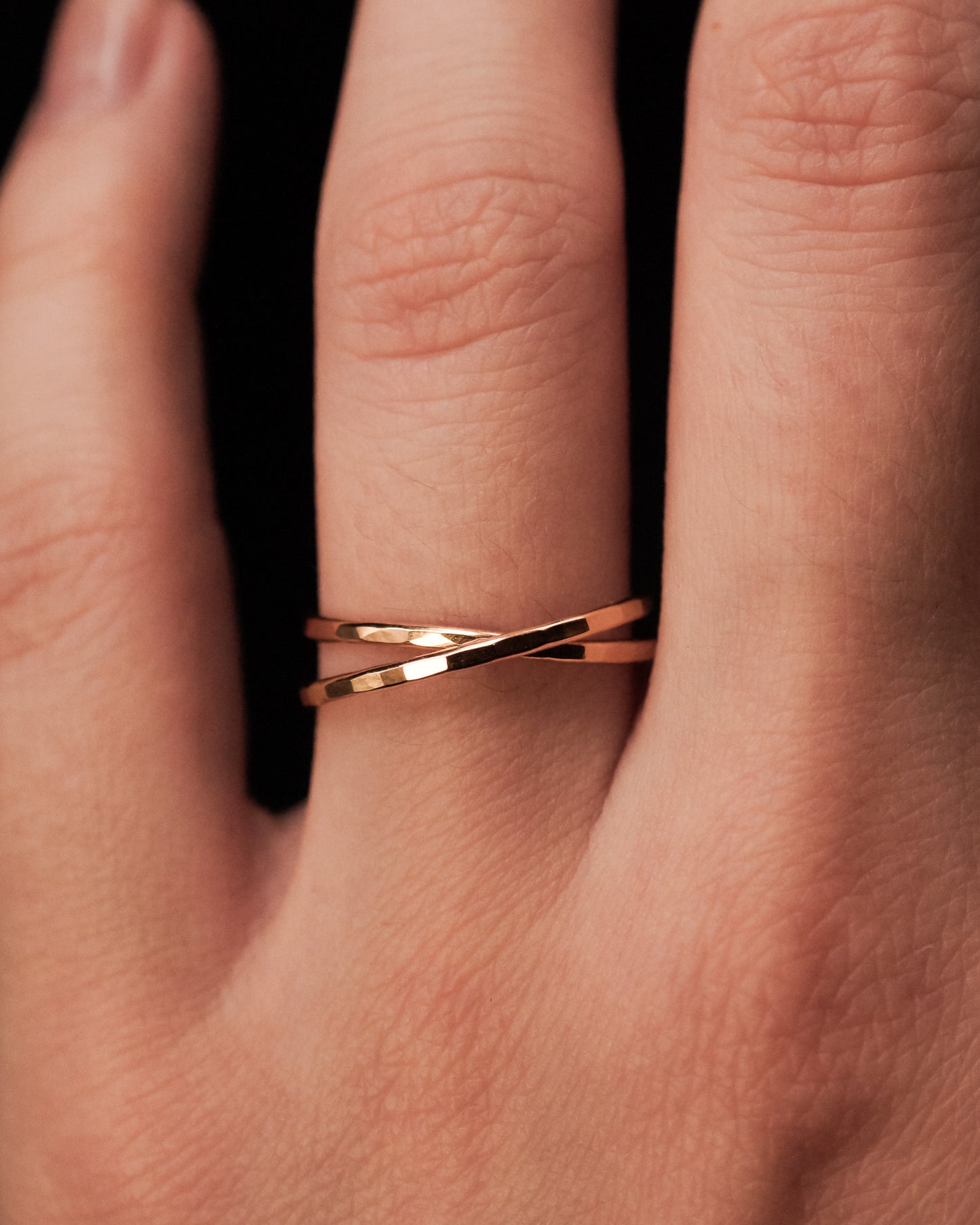 Thin Interlocking Set of 2 Rings, 14K Gold Fill