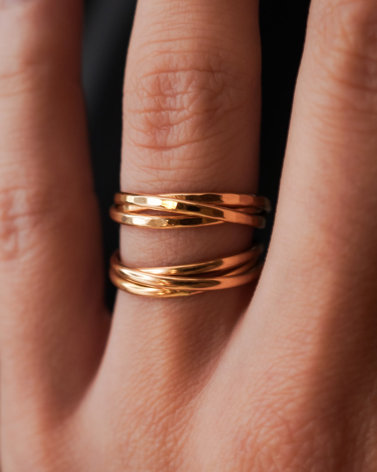 Thin Interlocking Set of 3 Rings, 14K Gold Fill