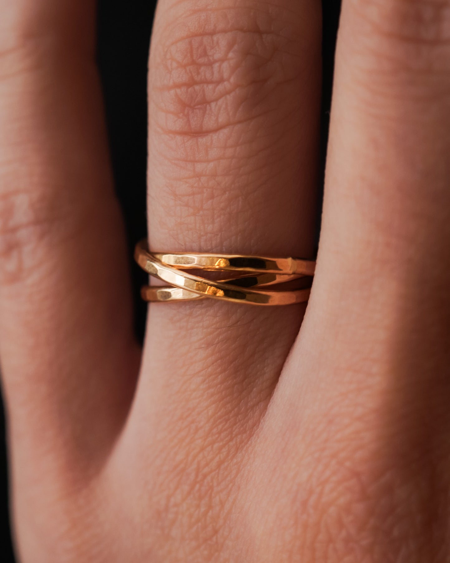 Thin Interlocking Set of 3 Rings, 14K Gold Fill