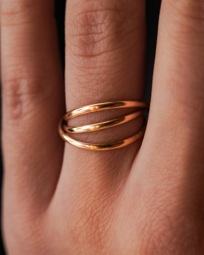 Thin Interlocking Set of 3 Rings, 14K Gold Fill