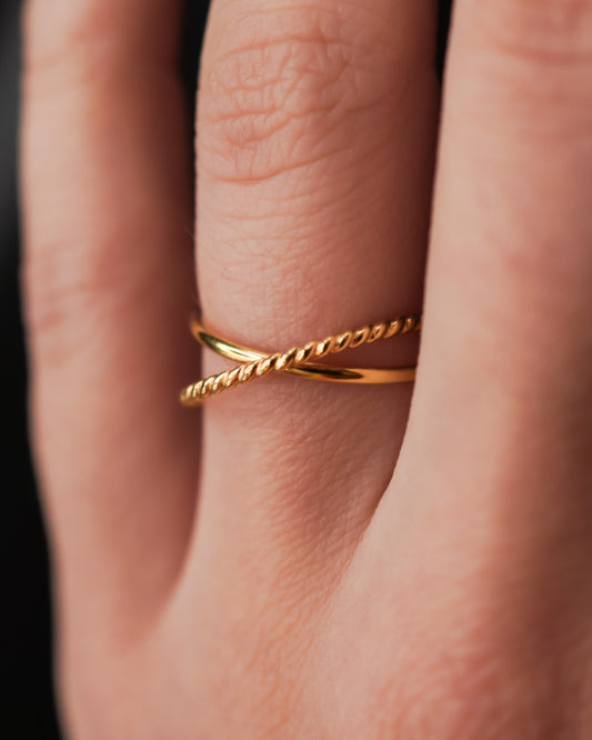 Twist Interlocking Set of 2 Rings, 14K Gold Fill