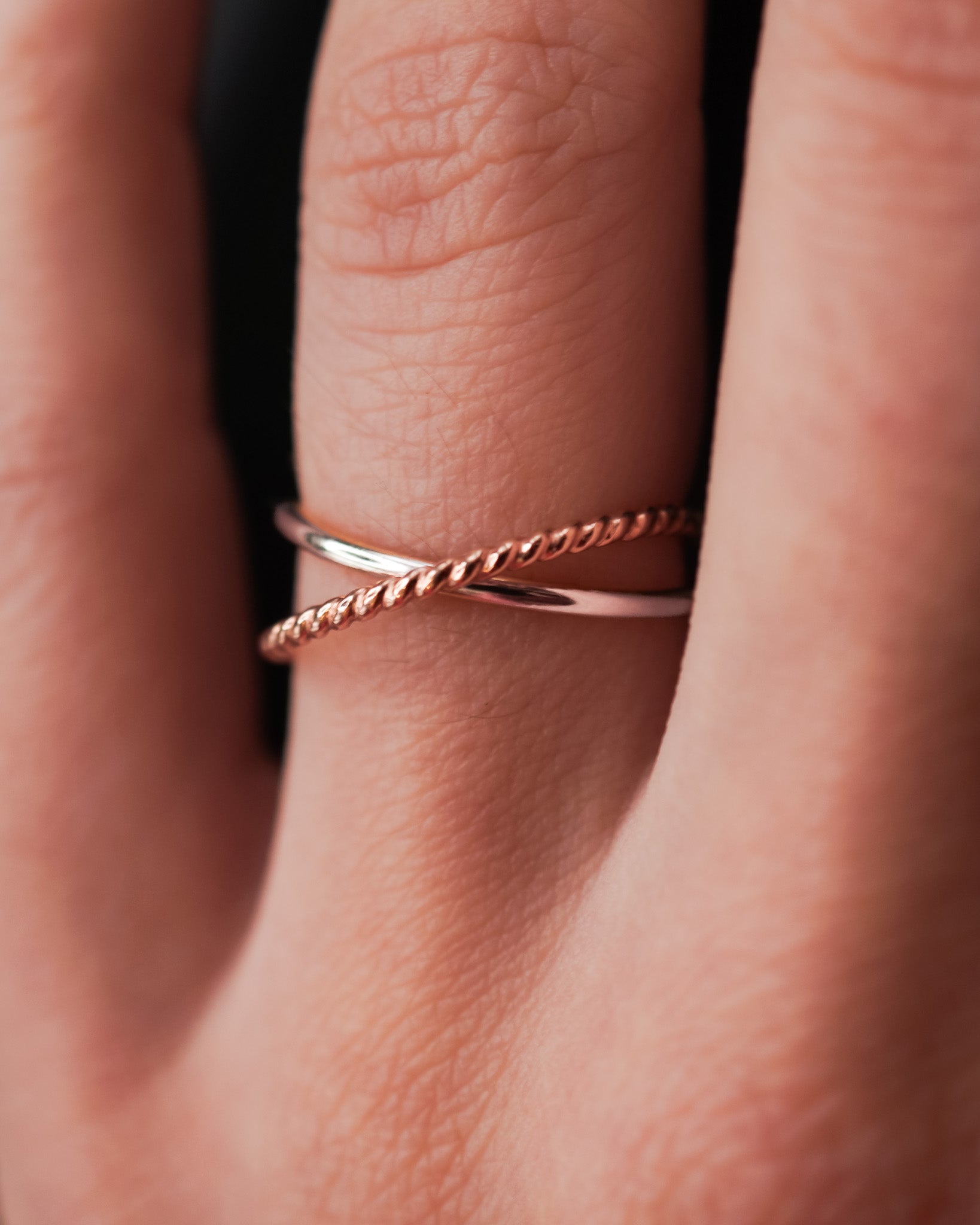 Twist Interlocking Set of Rings, Mixed Metals โ Hannah Naomi Jewelry