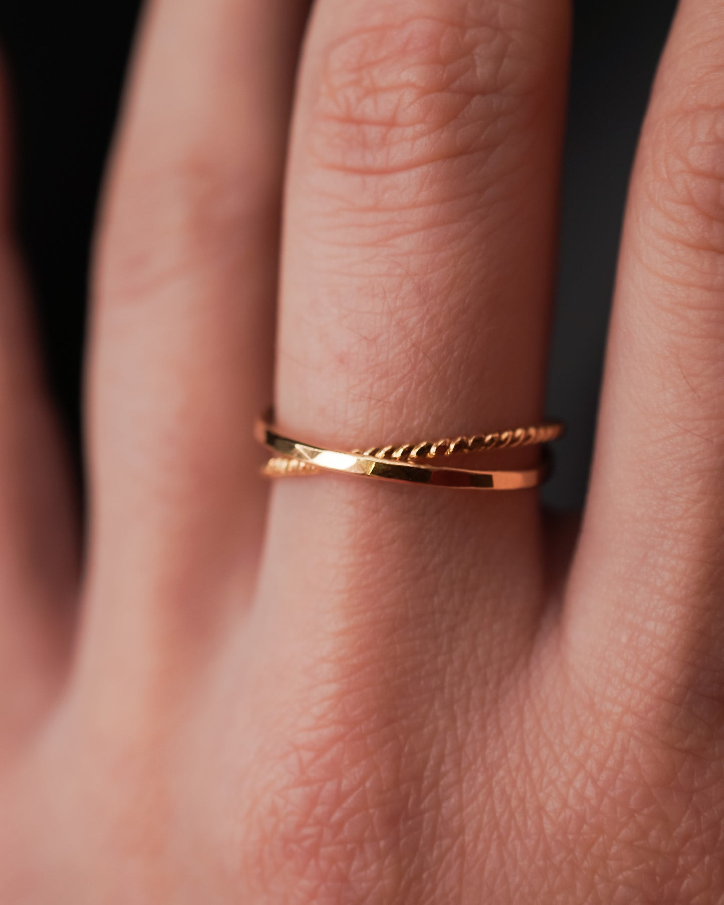 Twist Interlocking Set of 2 Rings, 14K Gold Fill