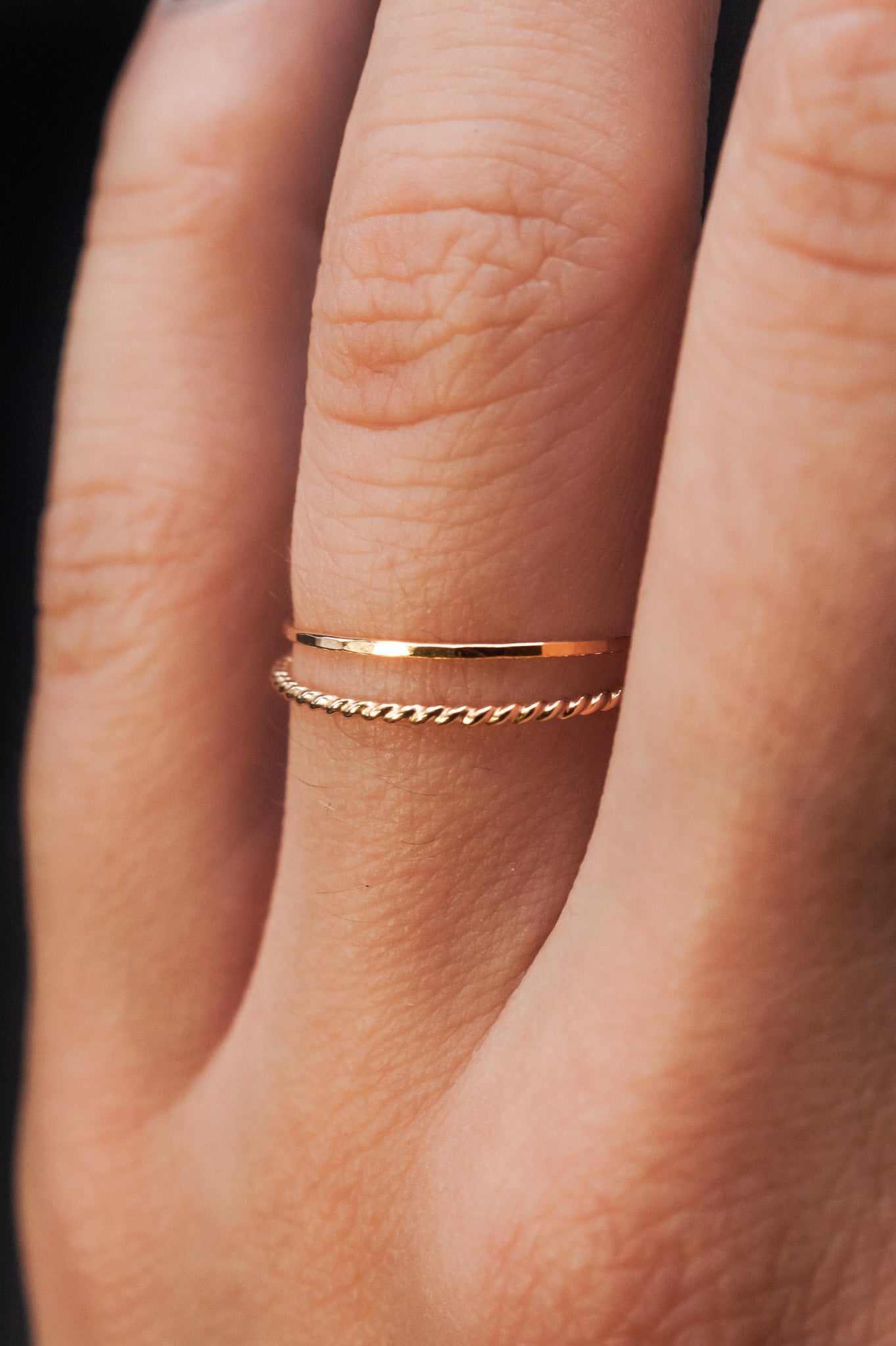 Twist Set of 2 Stacking Rings, 14K Gold Fill