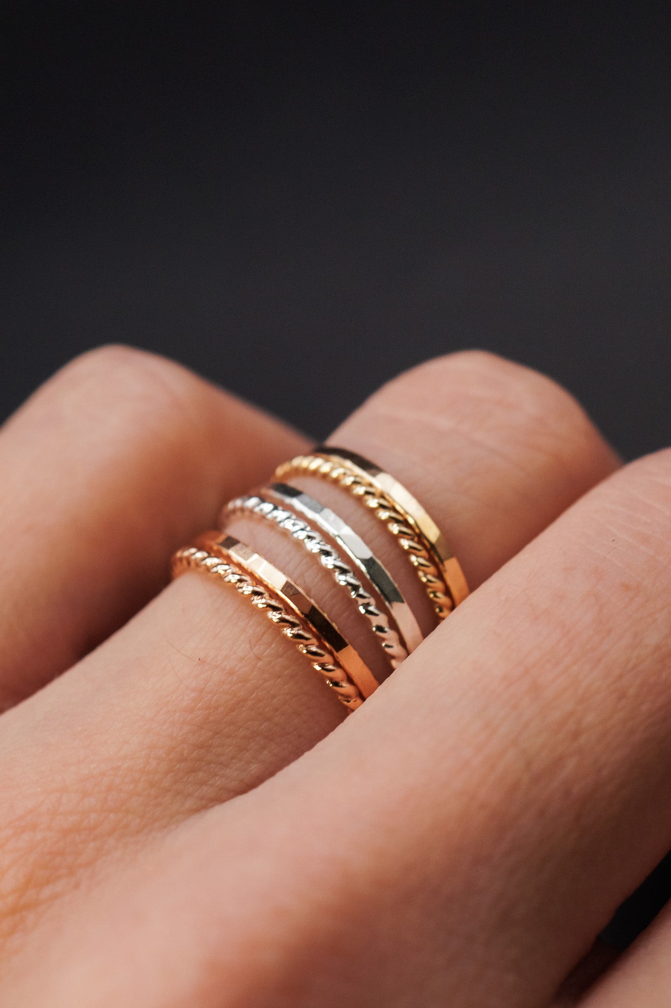 Twist Set of 2 Stacking Rings, 14K Gold Fill