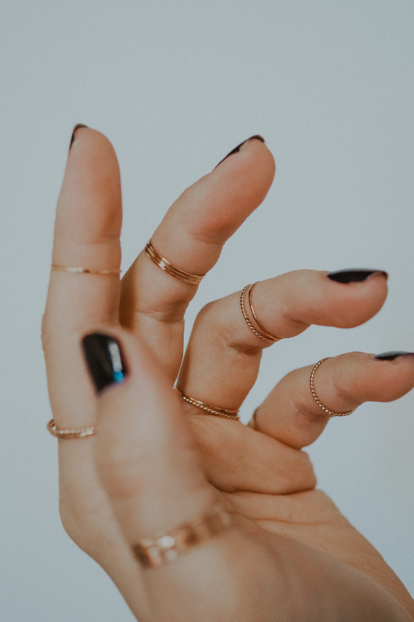 Twist Set of 2 Stacking Rings, Solid 14K Gold or Rose Gold