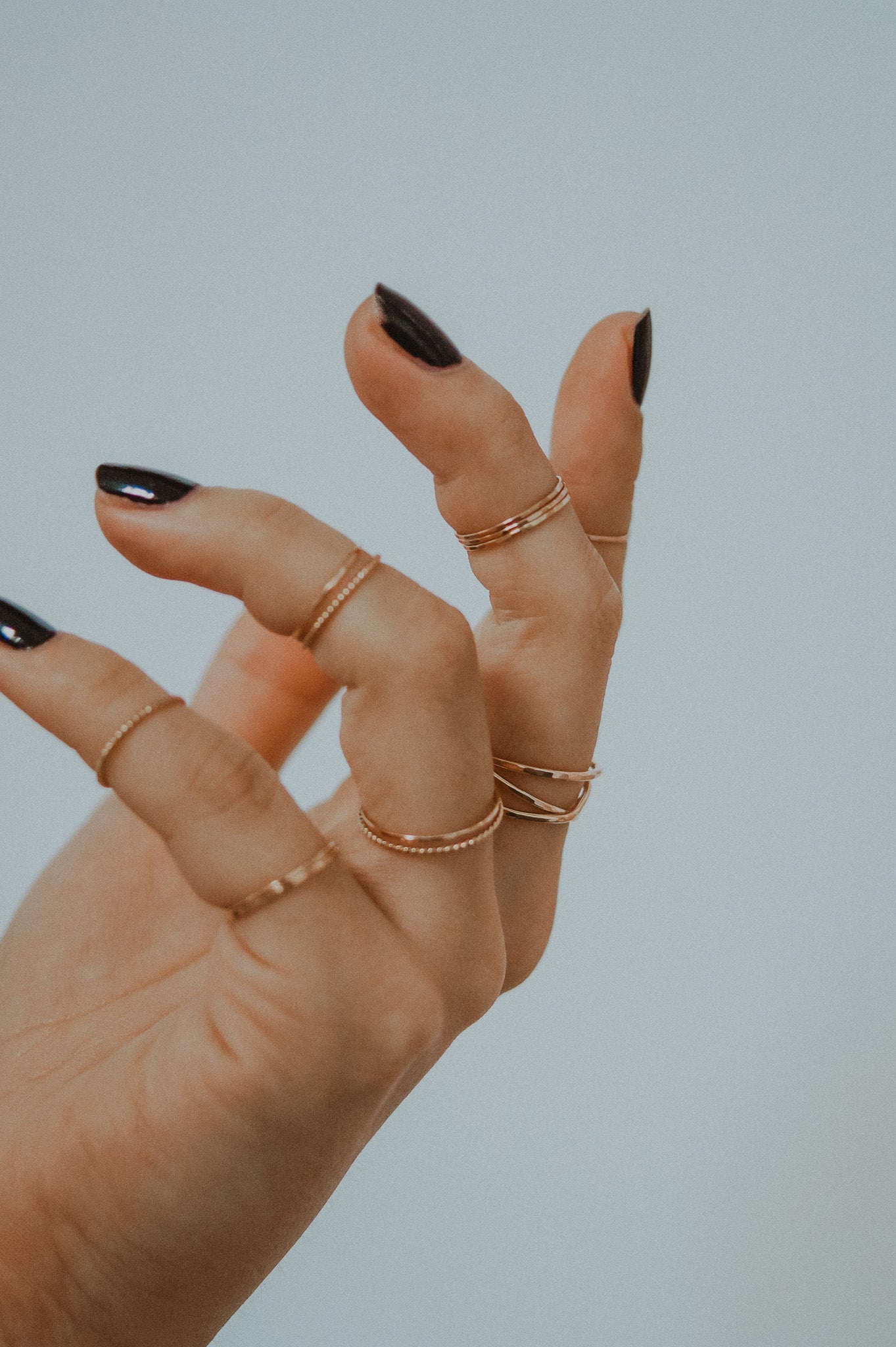 Twist Set of 2 Stacking Rings, Solid 14K Gold or Rose Gold