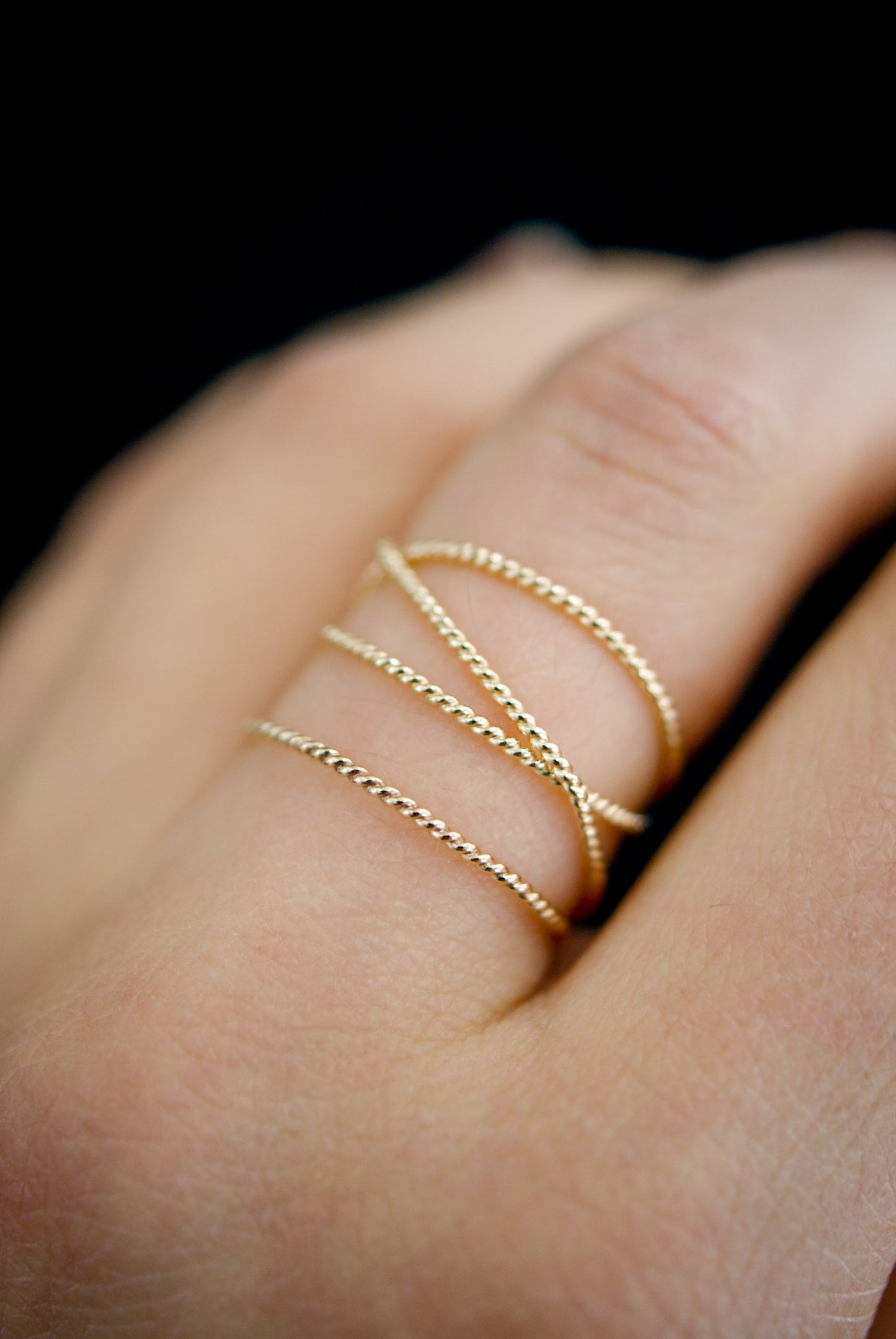 Large Twist Wraparound Ring, Solid 14K Gold
