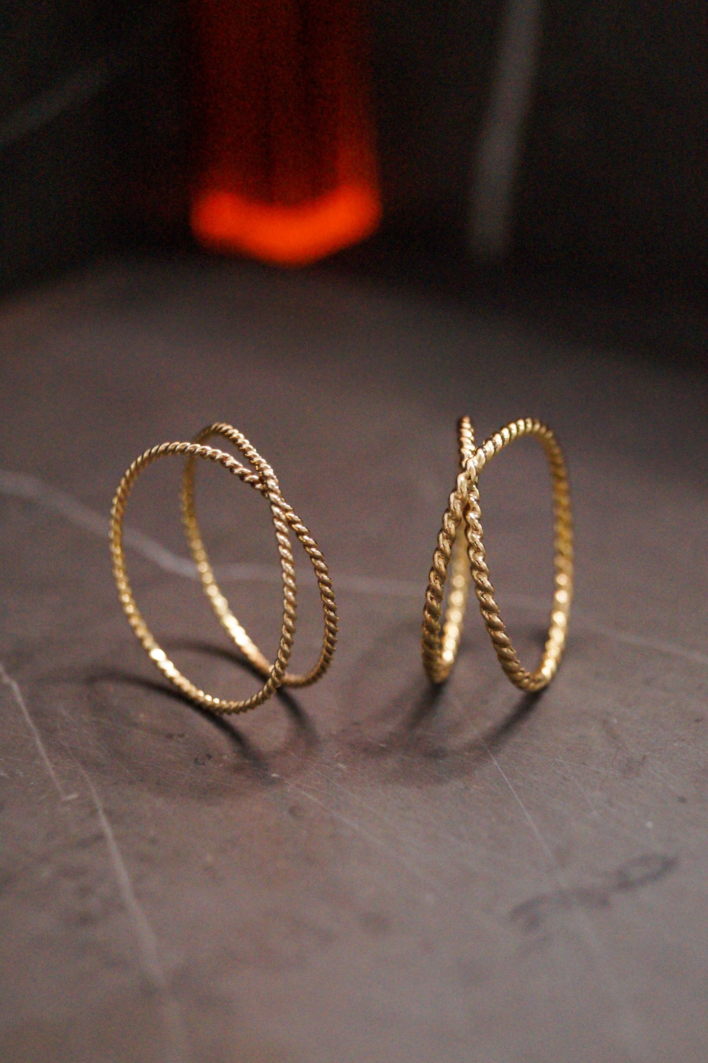 Twist X-Ring, Solid 14K Gold
