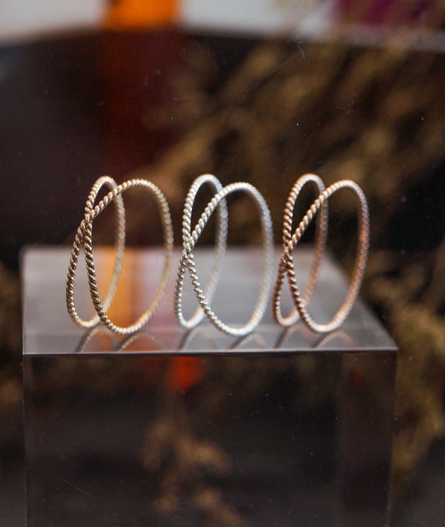 Twist X-Ring, Solid 14K Gold