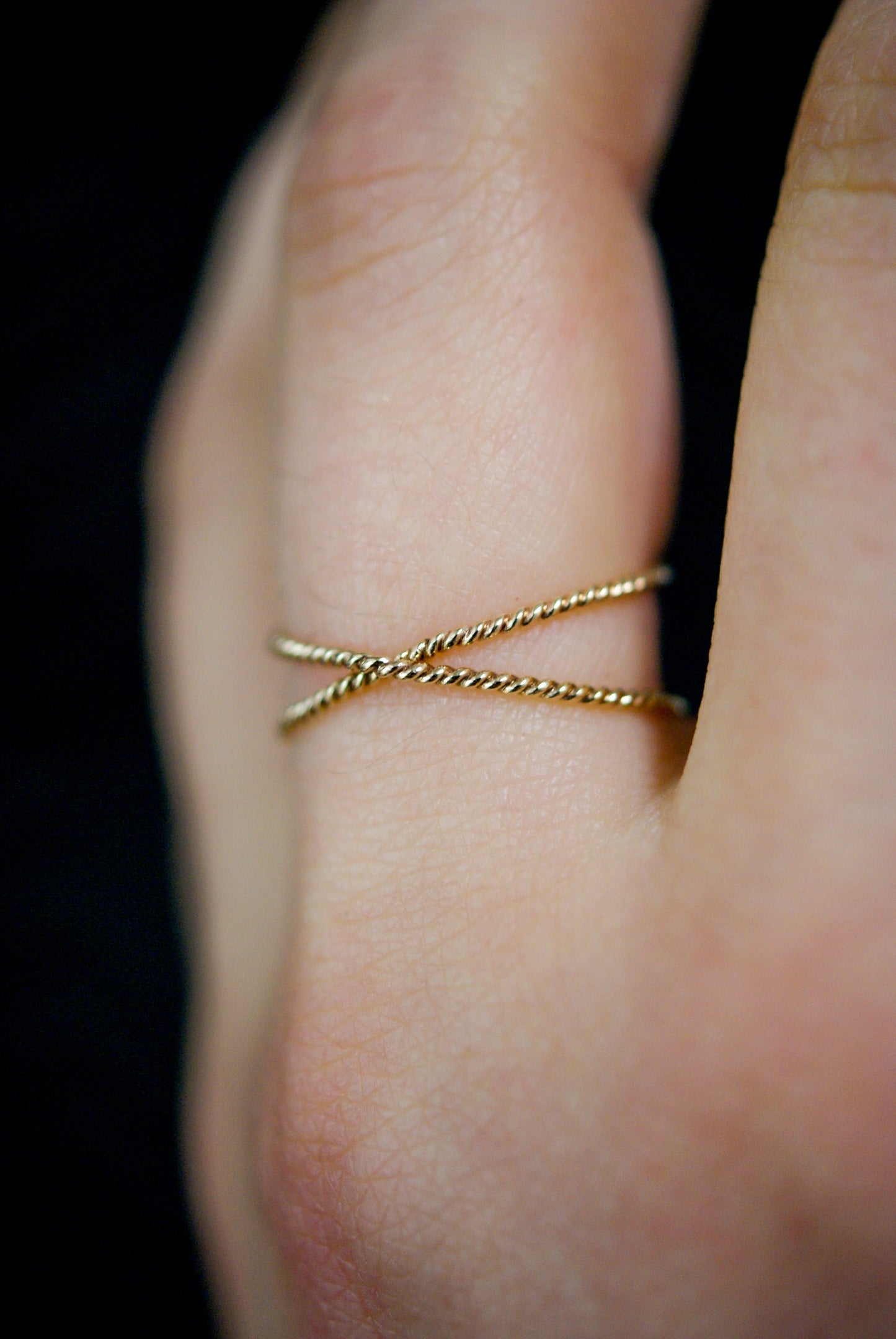 Twist X-Ring, Solid 14K Gold
