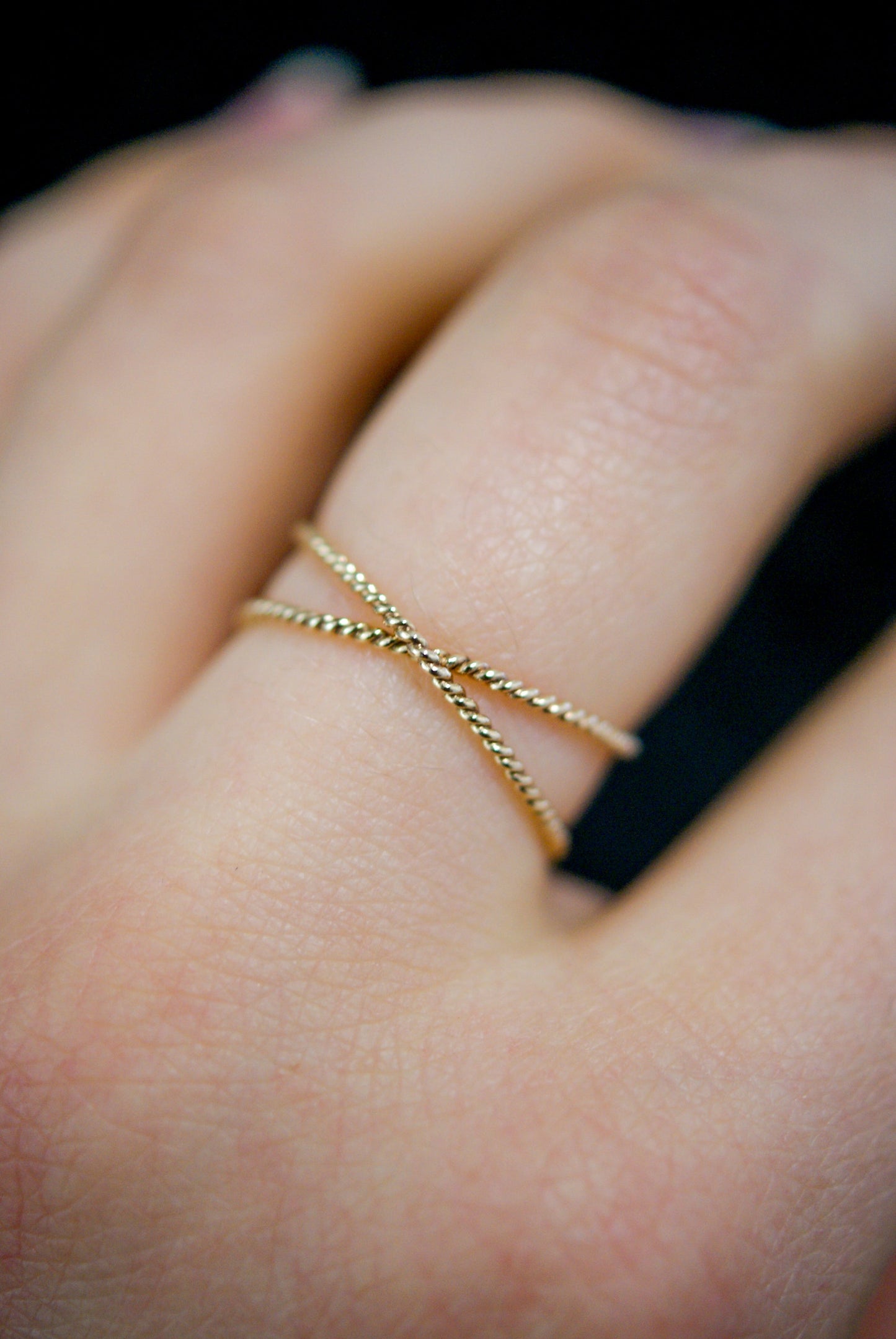 Twist X-Ring, Solid 14K Gold