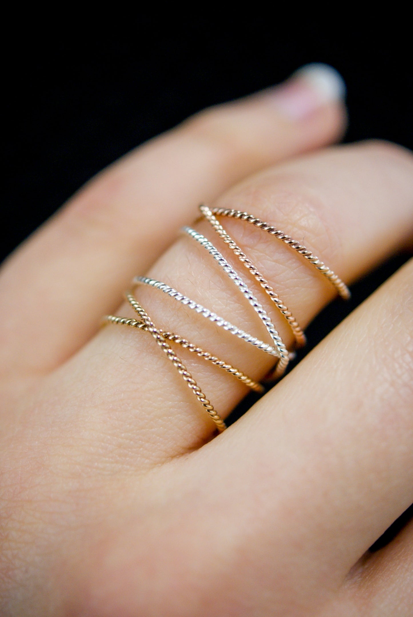 Twist X-Ring, Solid 14K Gold