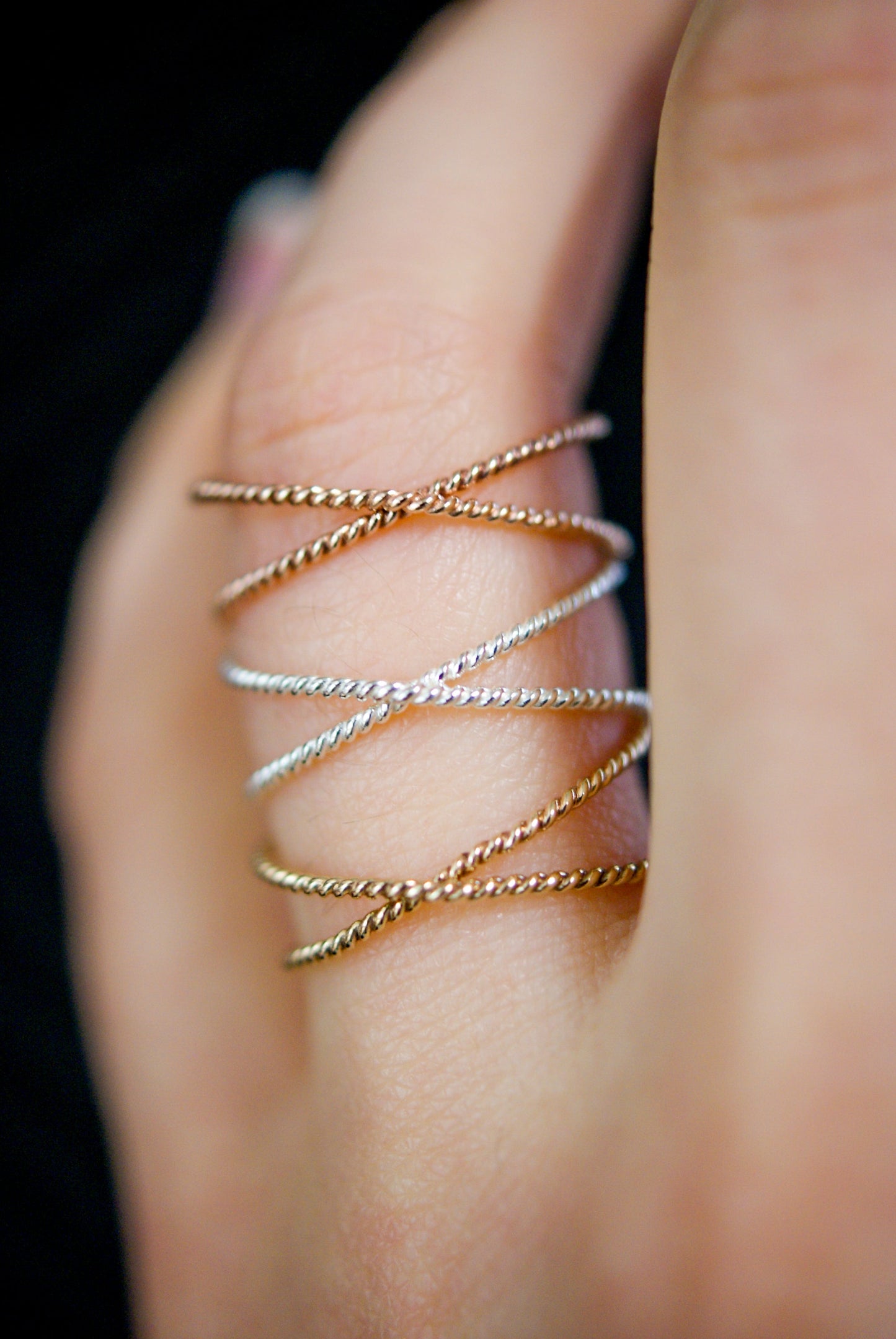 Twist X-Ring, Solid 14K Gold