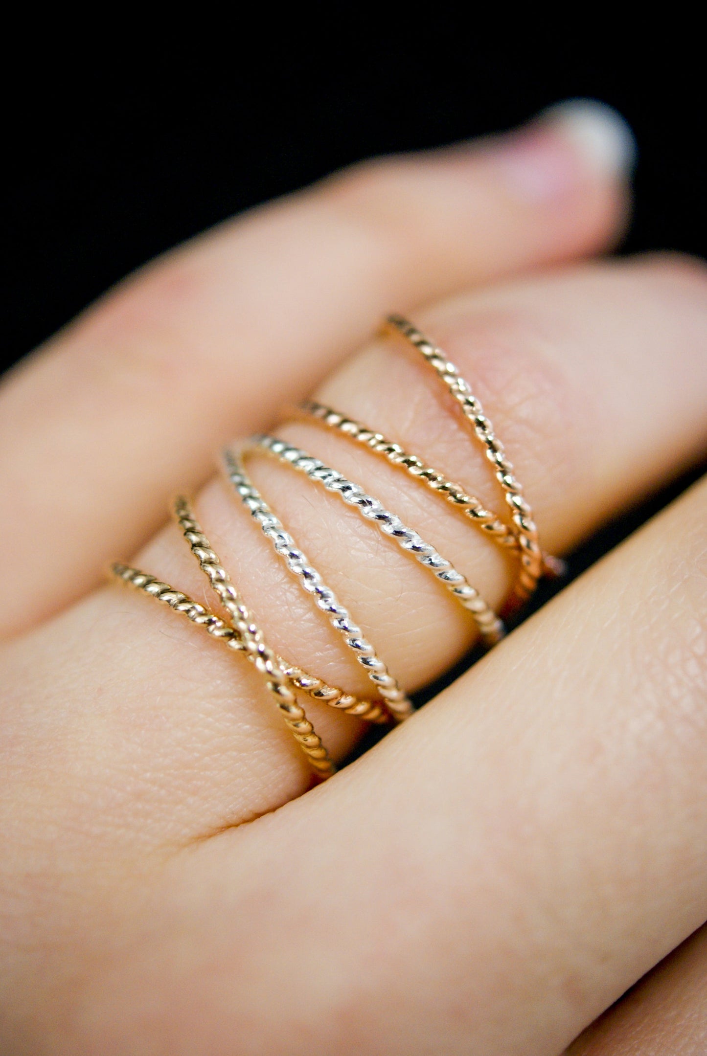 Twist X-Ring, Solid 14K Gold
