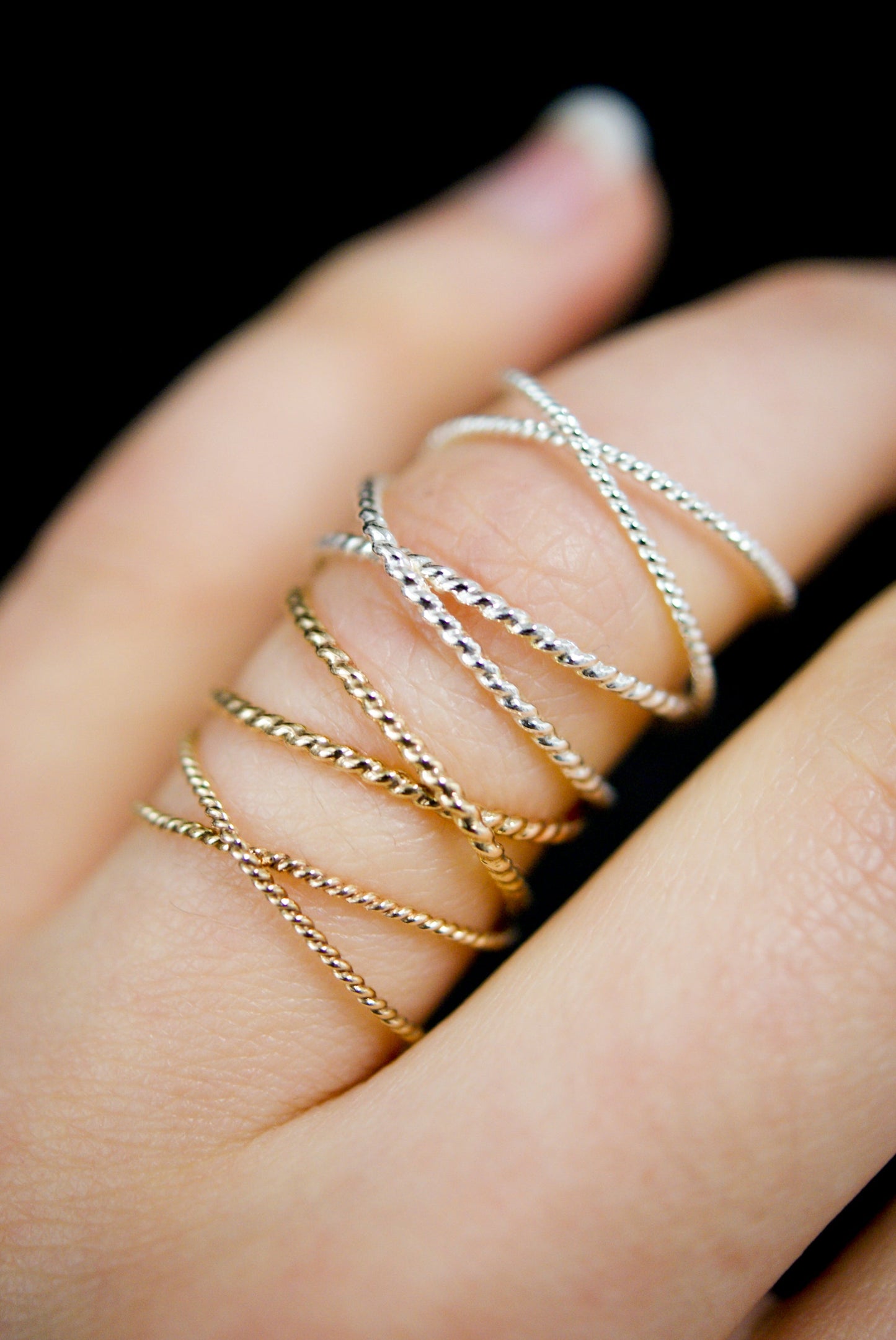 Twist X-Ring, Solid 14K Gold