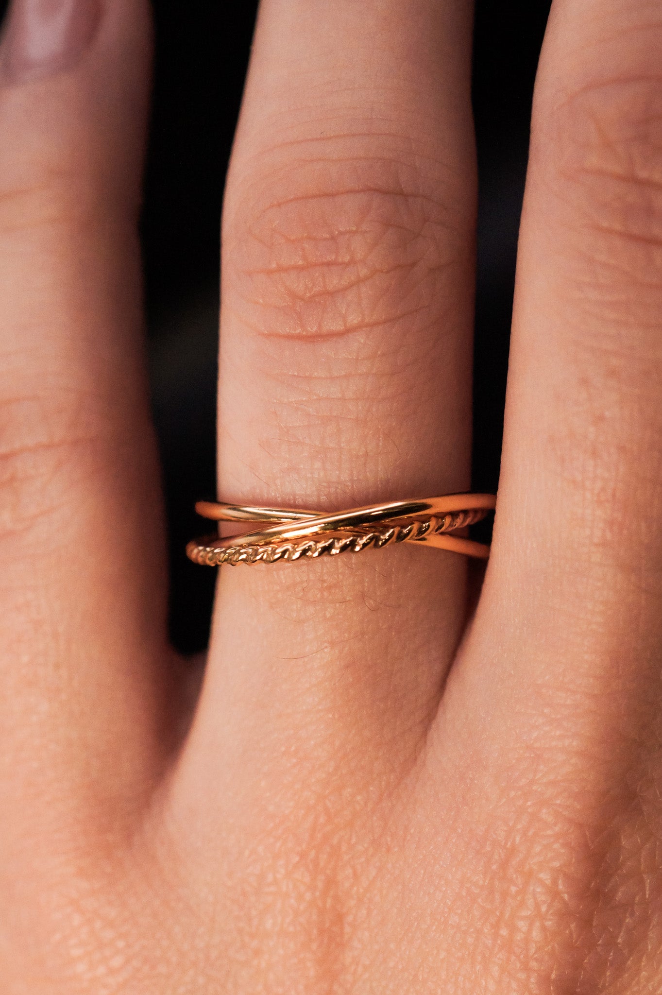 Twist Interlocking Set of 3 Rings, 14K Gold Fill
