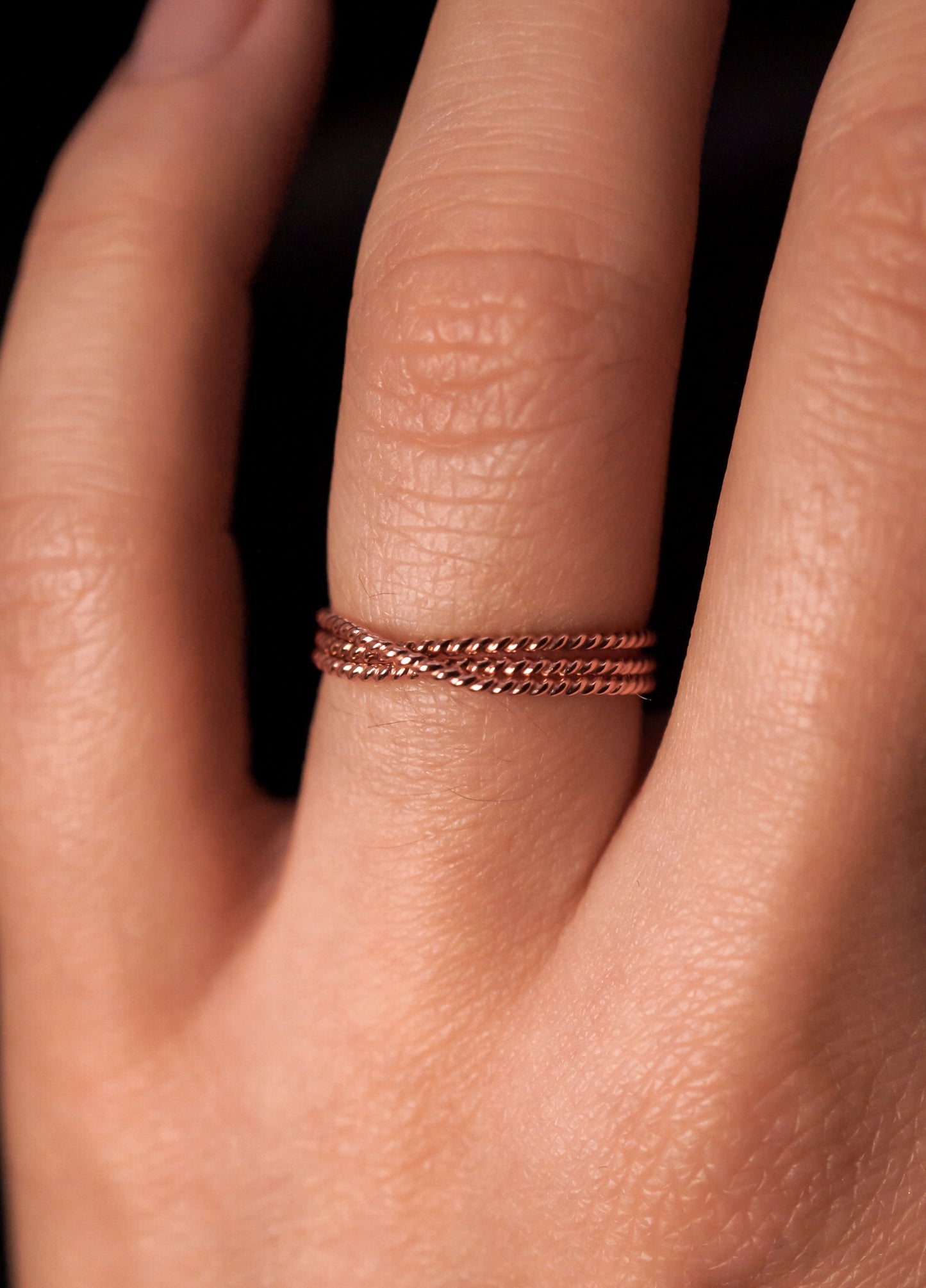 Twist Overlap Ring, 14K Rose Gold Fill