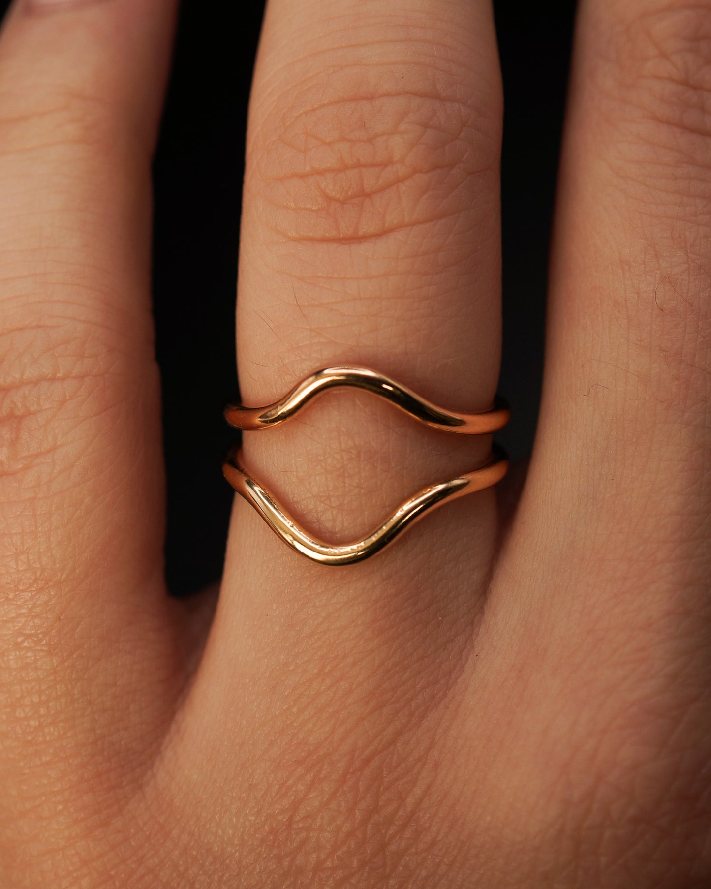 Teardrop Set of 2 Stacking Rings in Gold, Rose Gold or Silver