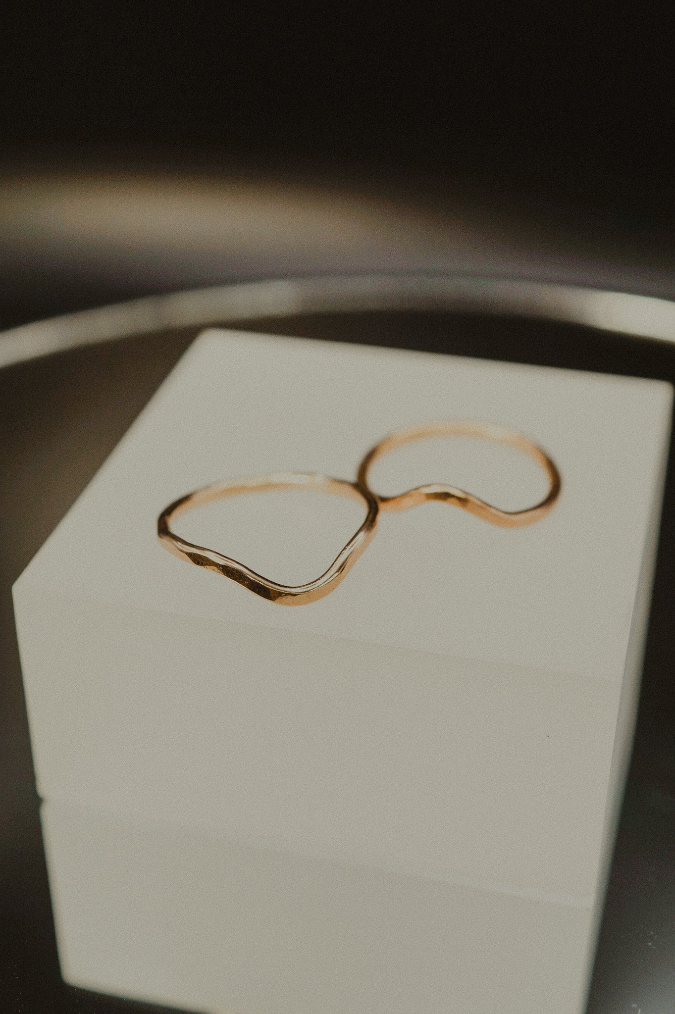 Teardrop Set of 2 Stacking Rings in Gold, Rose Gold or Silver