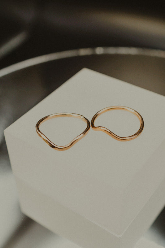 Teardrop Set of 2 Stacking Rings in Gold, Rose Gold or Silver
