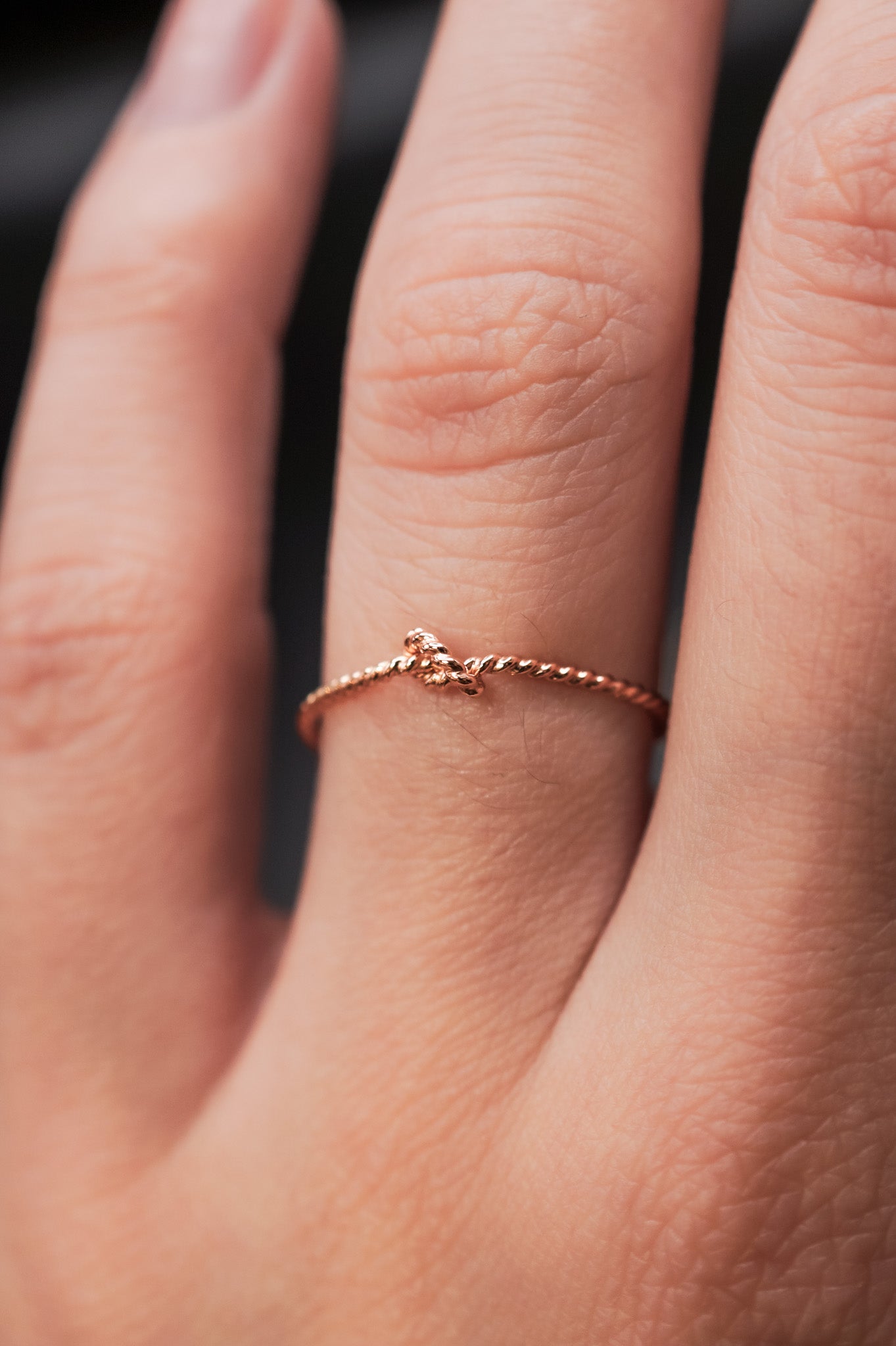 Twisted Closed Knot Ring, 14K Rose Gold Fill