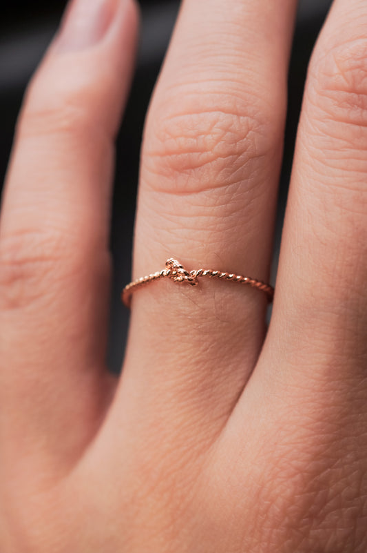 Twist Closed Knot Ring, 14K Rose Gold Fill