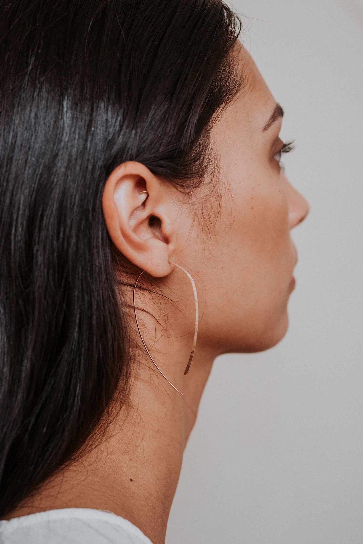 U-Shaped Threader Hoop Earrings in Solid 14K Gold, Rose or White Gold