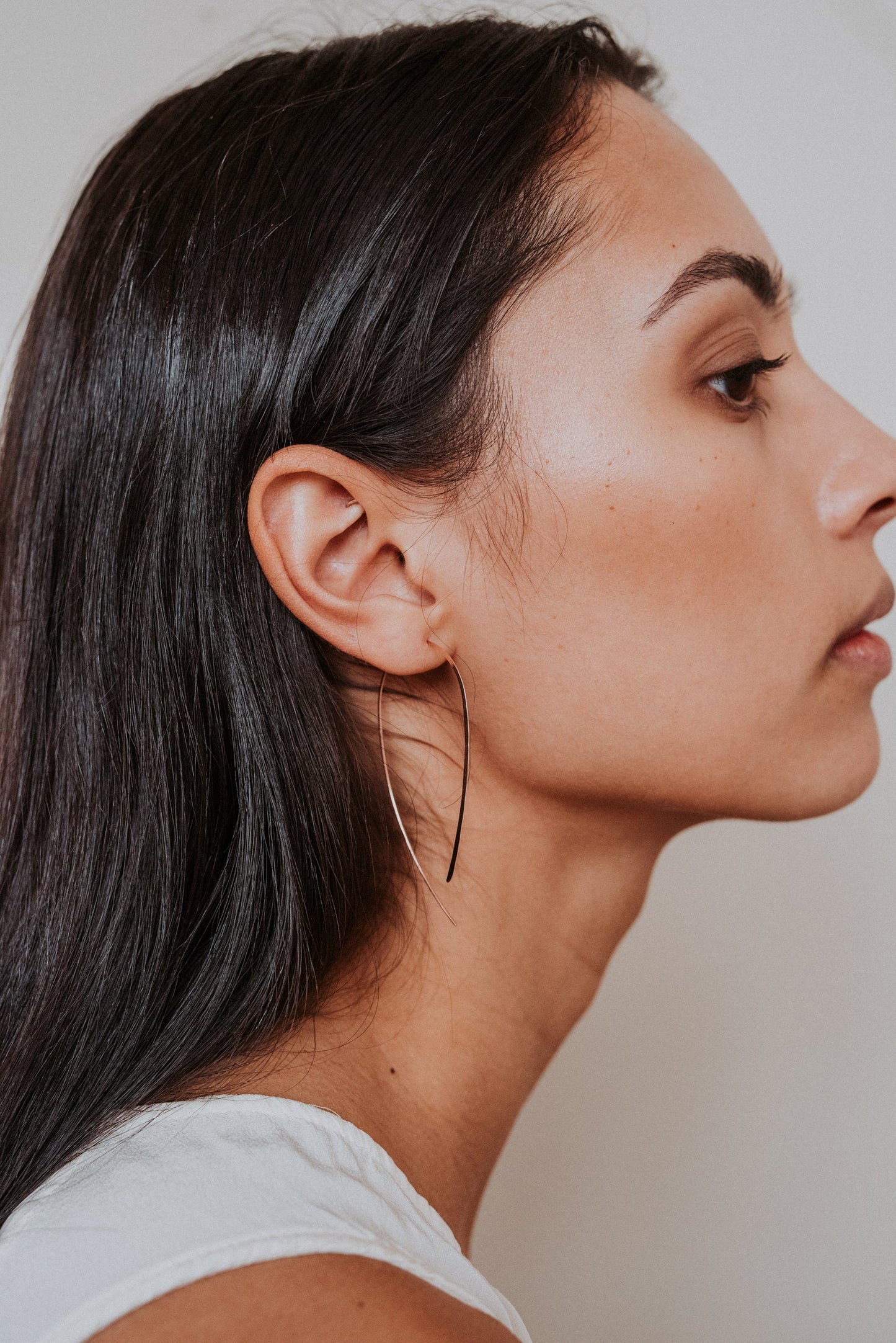 U-Shaped Threader Hoop Earrings in Solid 14K Gold, Rose or White Gold