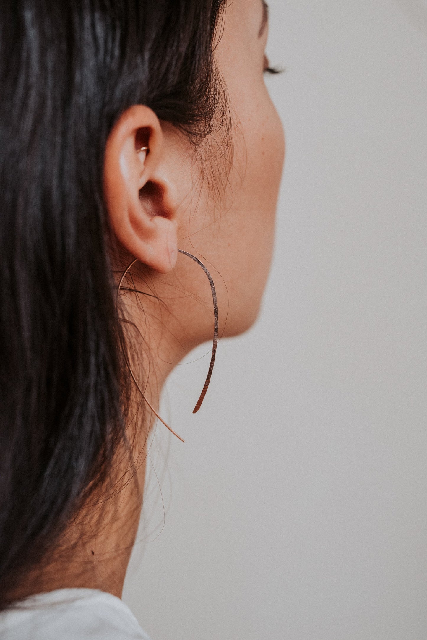U-Shaped Threader Hoop Earrings in Solid 14K Gold, Rose or White Gold
