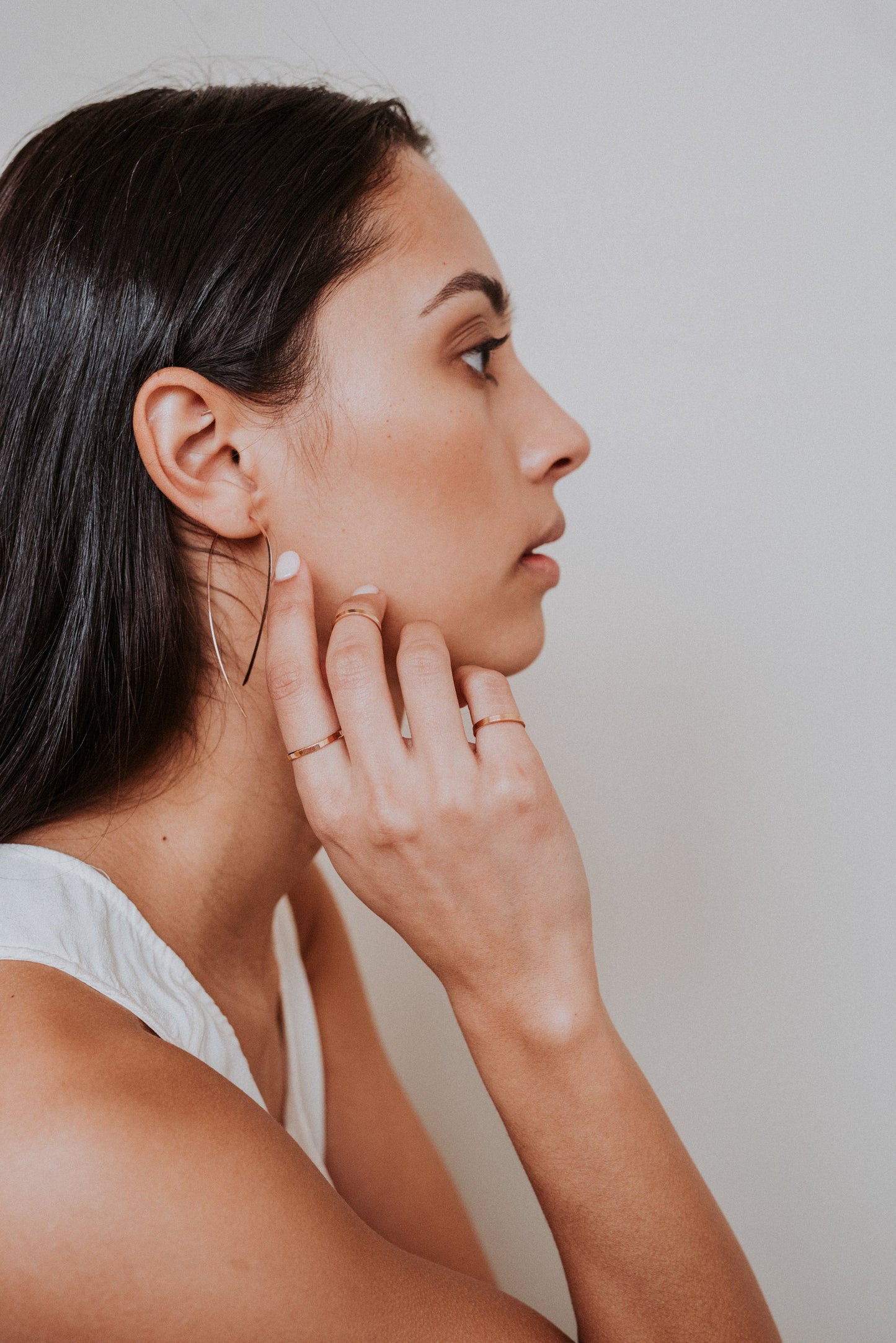 U-Shaped Threader Hoop Earrings in Solid 14K Gold, Rose or White Gold