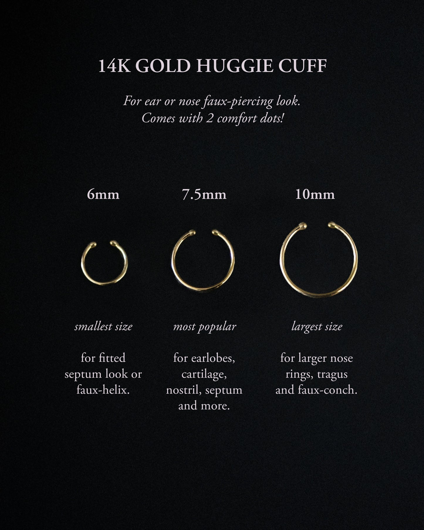 Painless Huggie Cuff, Ear or Nose