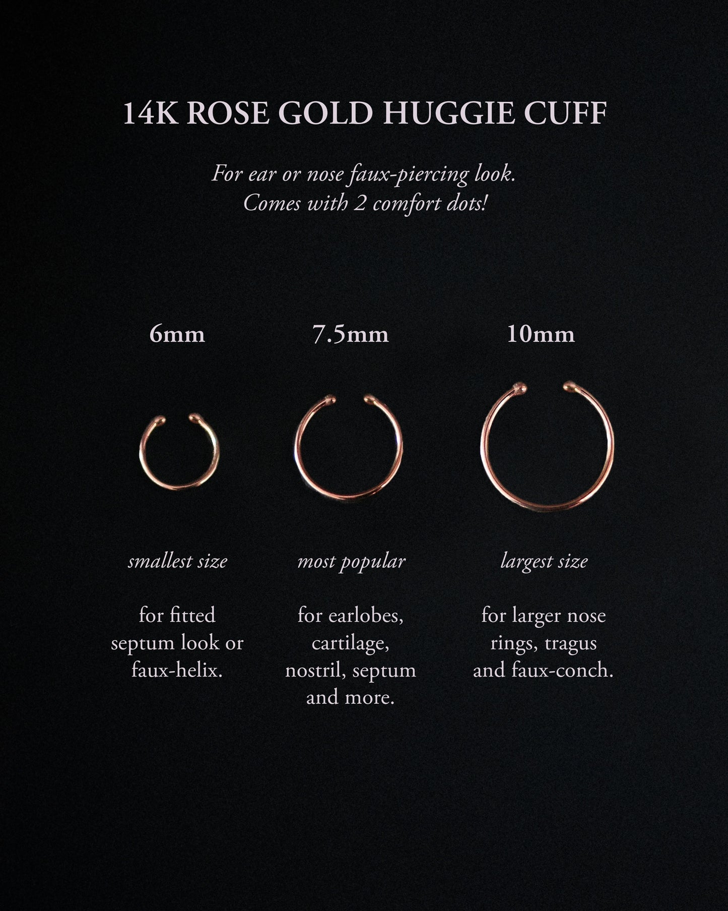 Painless Huggie Cuff, Ear or Nose