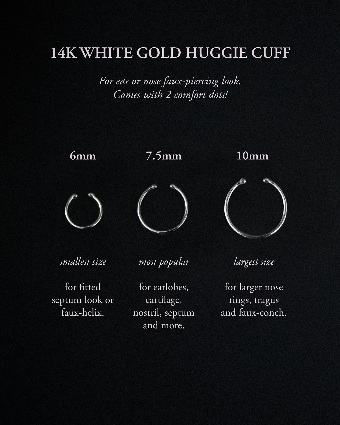 Painless Huggie Cuff, Ear or Nose