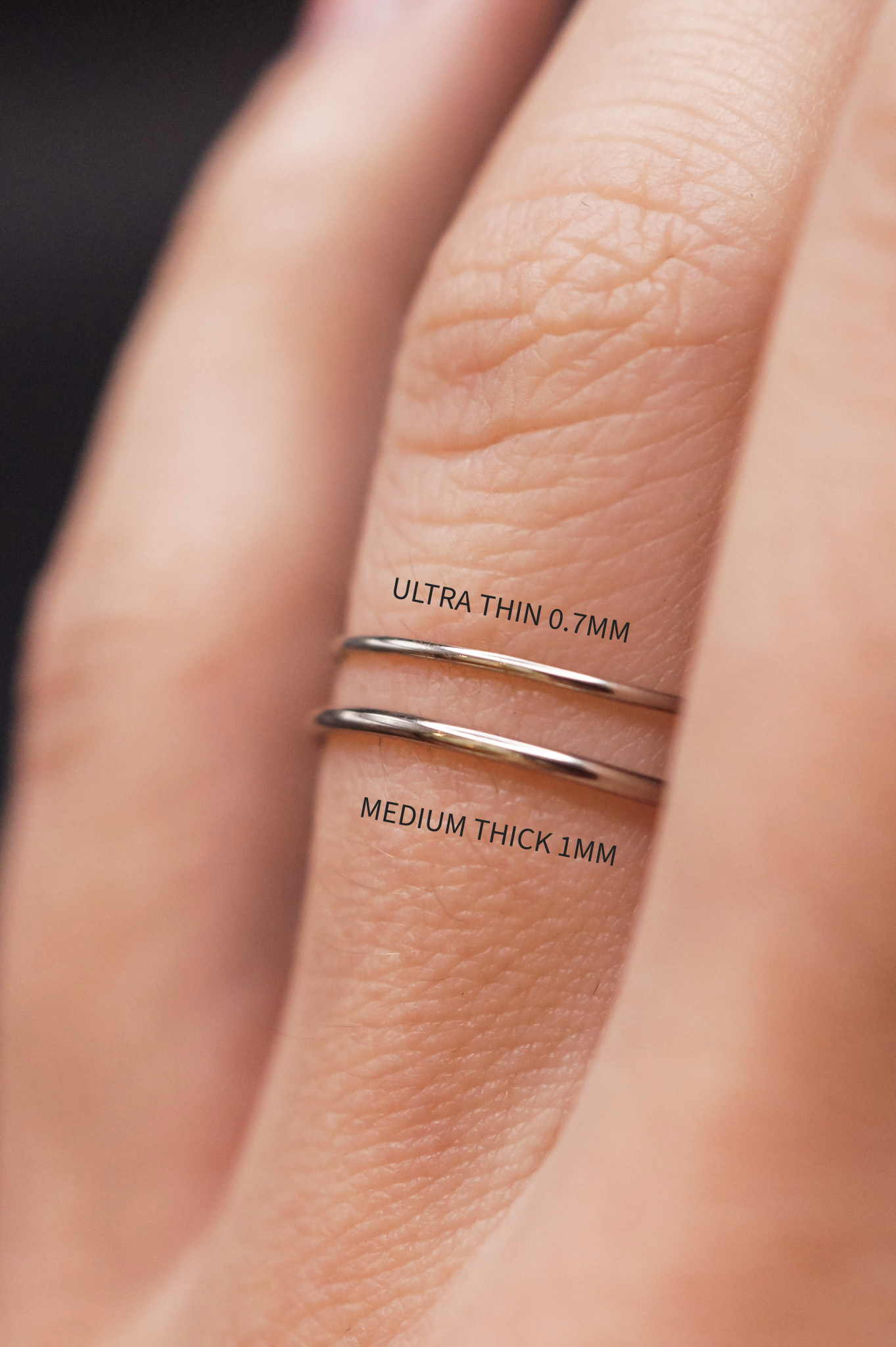 Ultra Thin Ring, Solid 14K White Gold