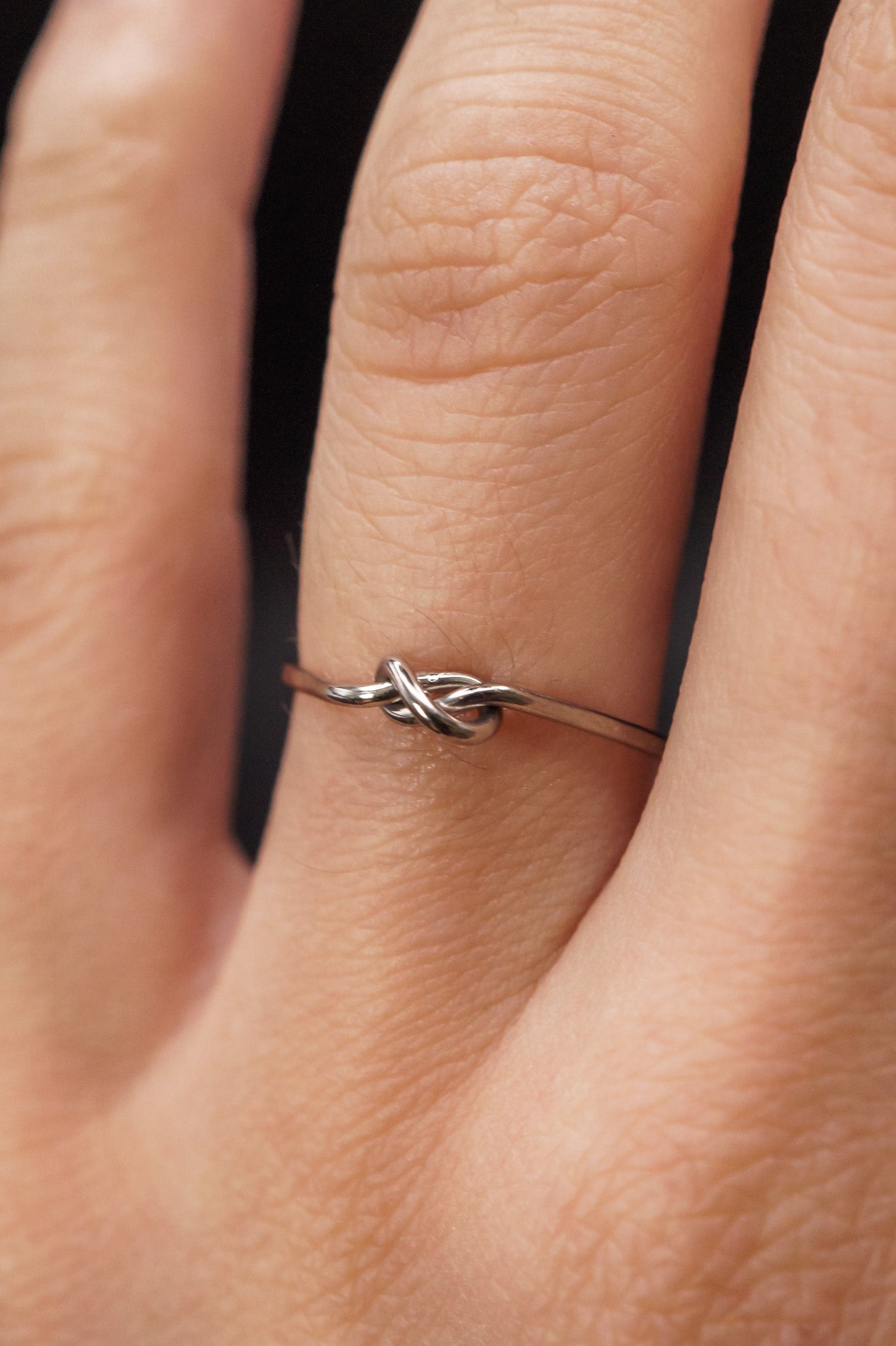 Closed Knot Ring, Solid 14K White Gold