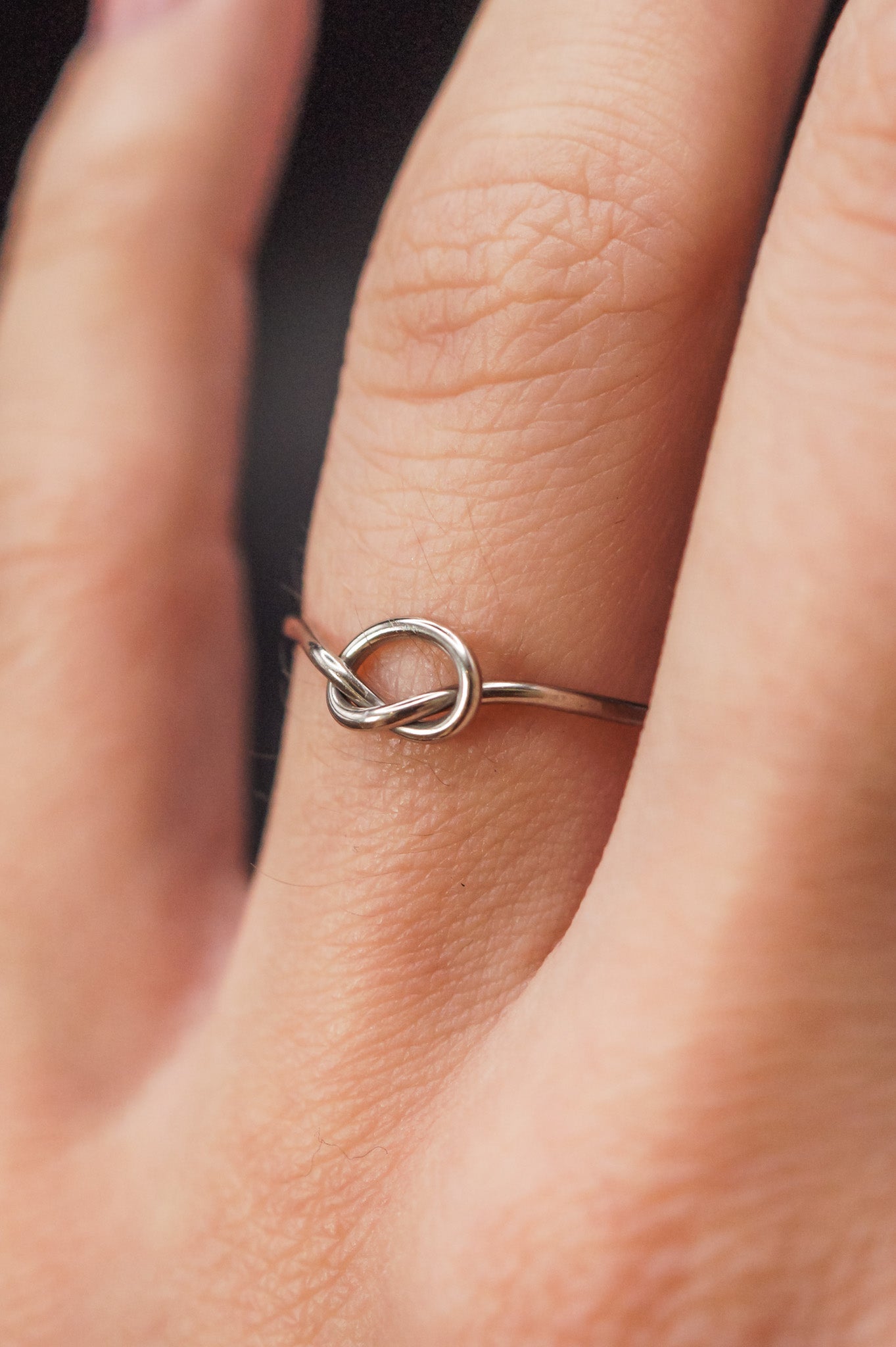 Open Knot Ring, Solid 14K White Gold