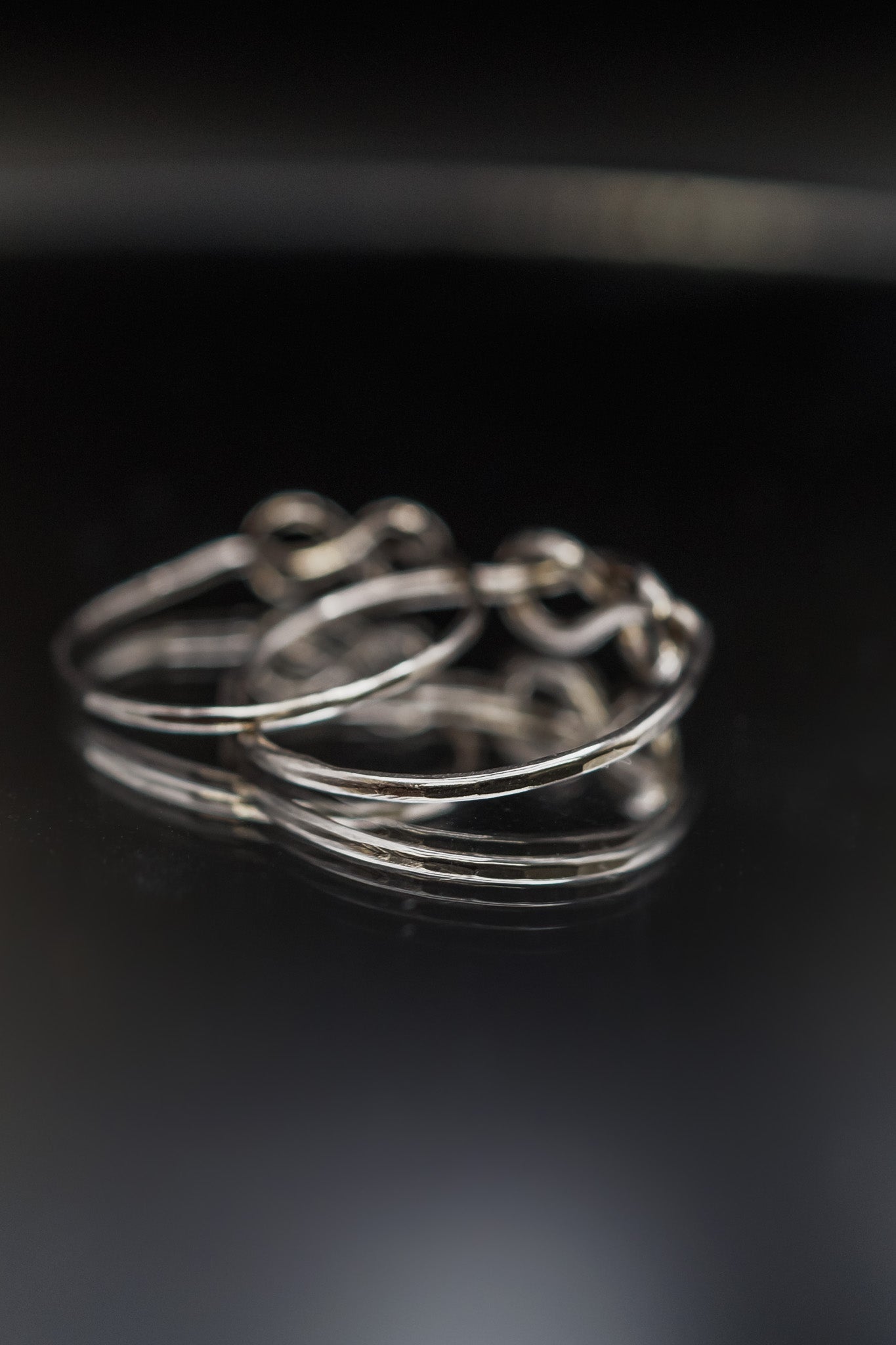 Infinity Knot Ring, Solid 14K White Gold