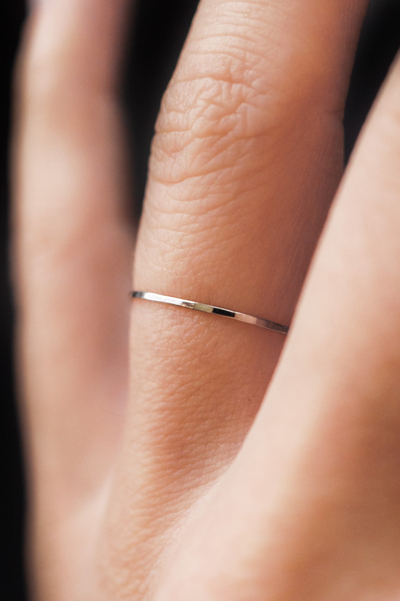 Ultra Thin Ring, Solid 14K White Gold