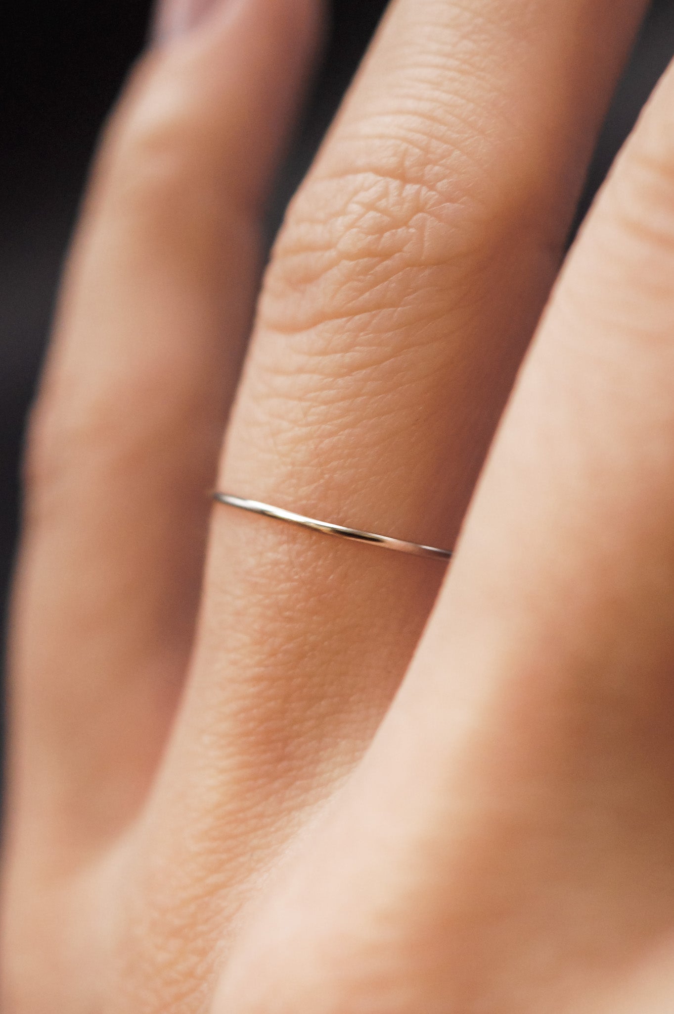 Ultra Thin Ring, Solid 14K White Gold