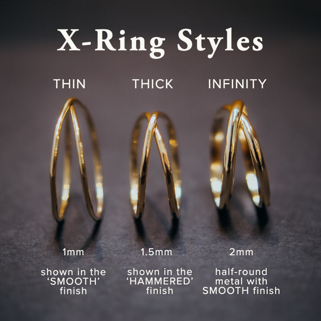 Infinity X-Ring, Solid 14K Gold