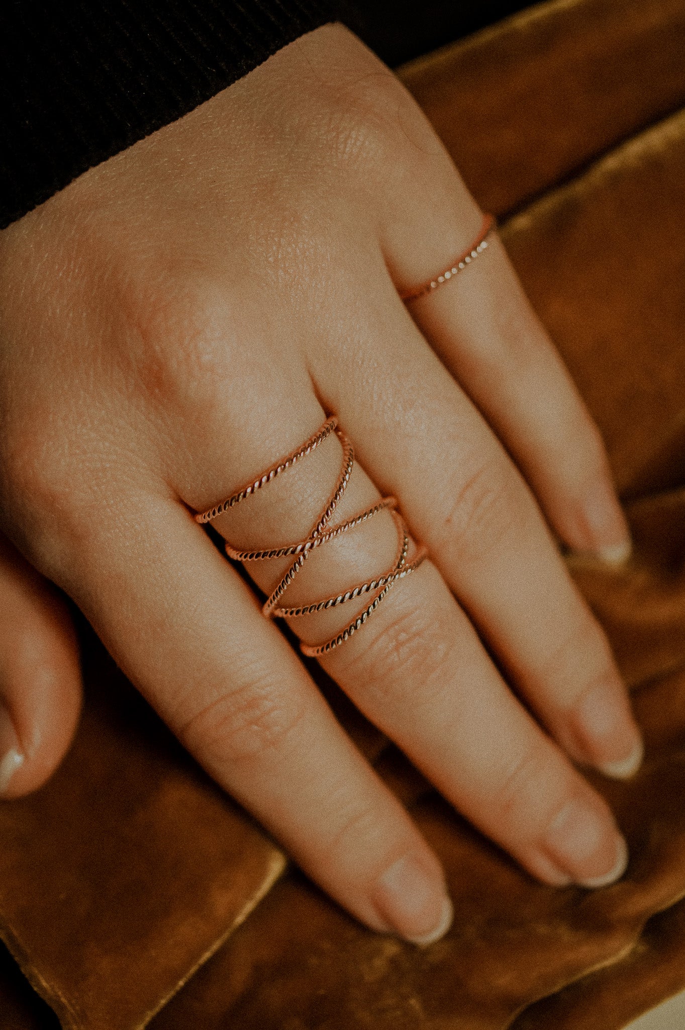 Extra Large Twist Wraparound Ring, 14K Rose Gold Fill