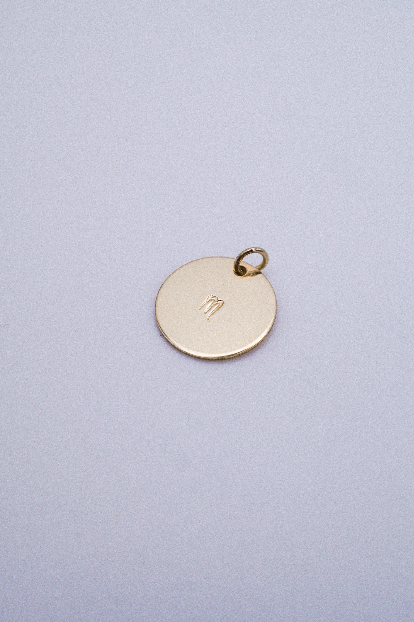 Zodiac Circle Charm, Solid 14K Gold