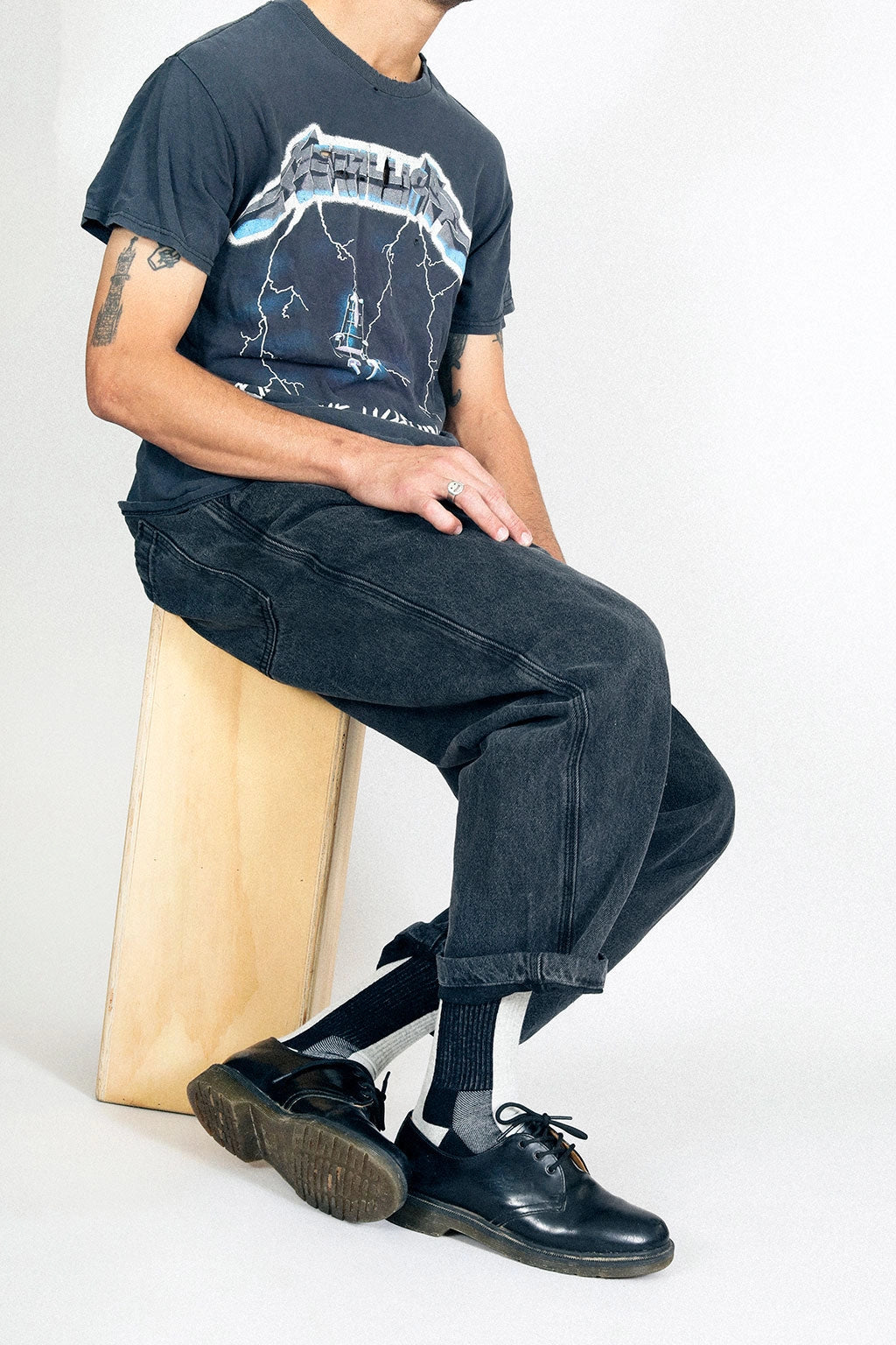 Men's Dark Color Block Crew Socks