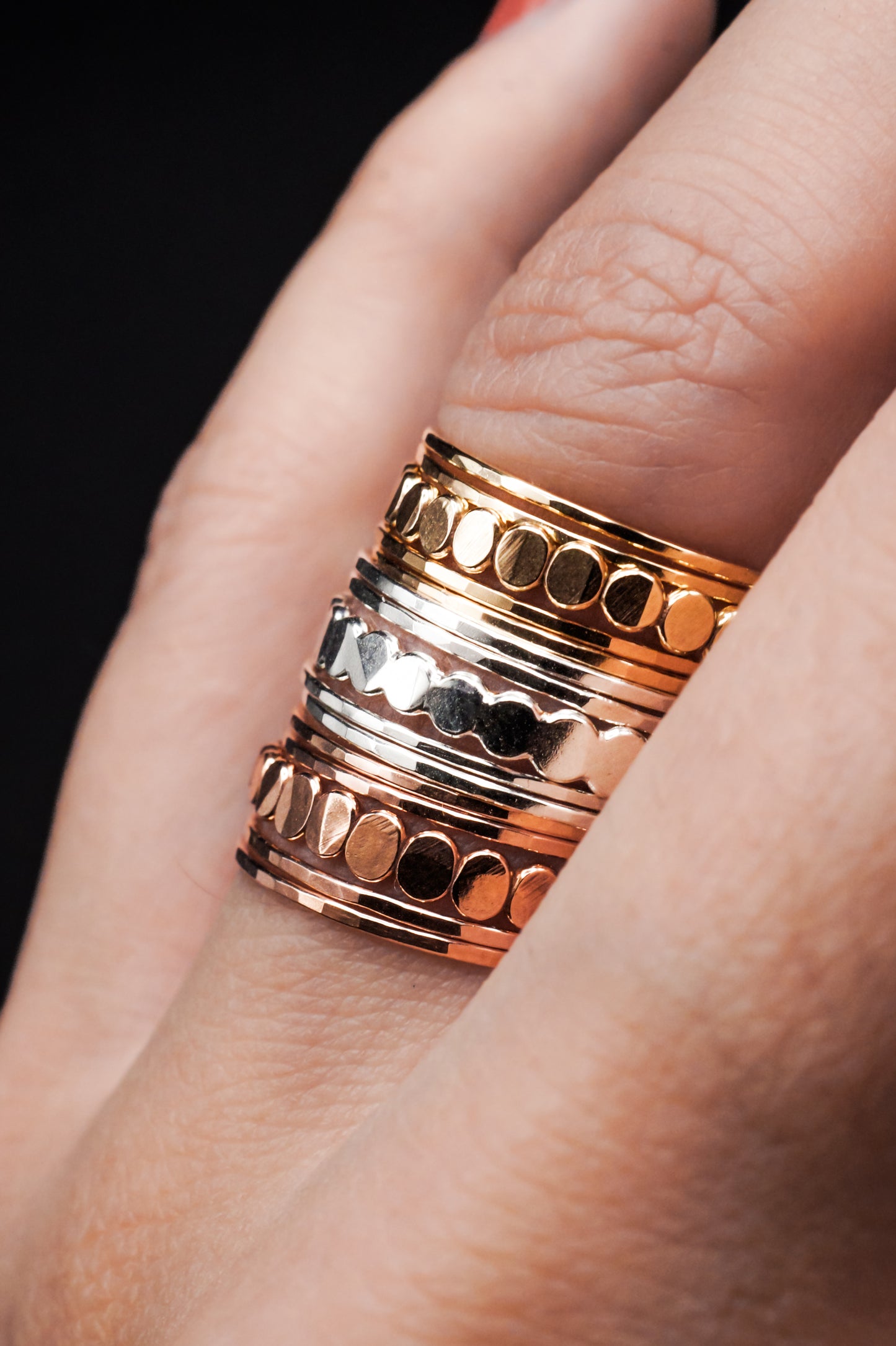 The Minimal Bead Set of 5 Stacking Rings, Gold Fill, Rose Gold Fill or Sterling Silver