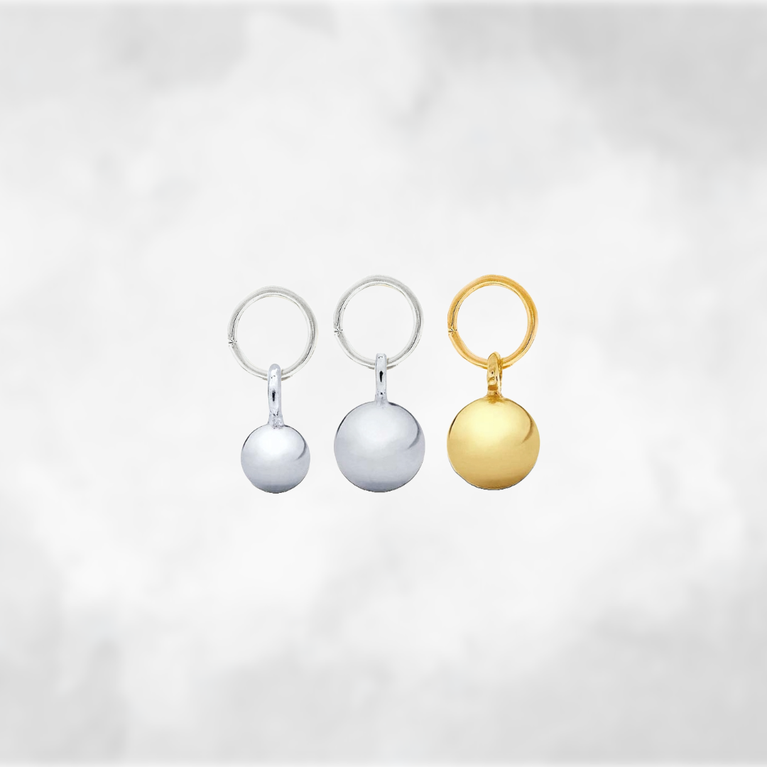 Bead Ball Charm, Gold or Silver