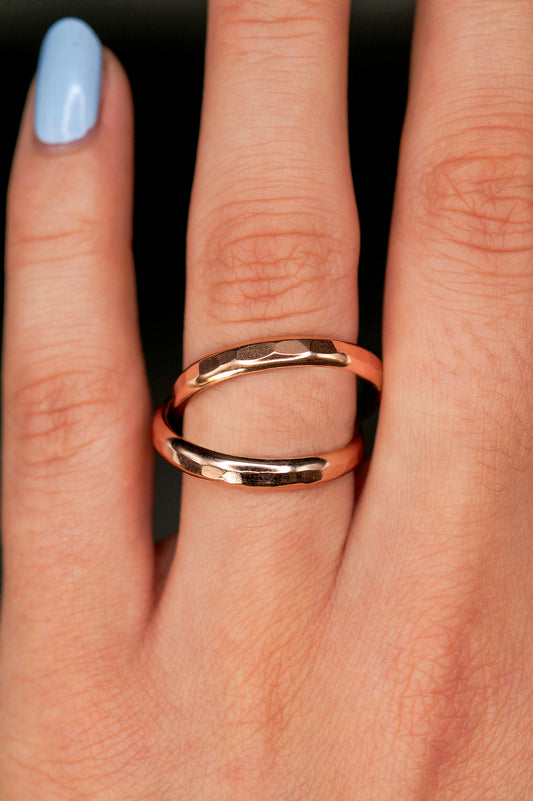 Chunky Interlocking Ring Set of 2, 14K Rose Gold Fill