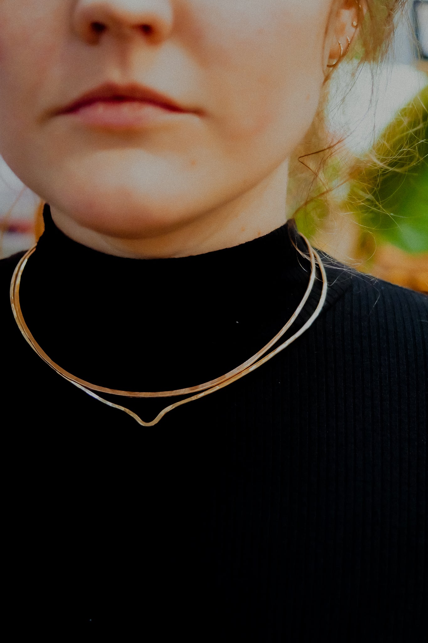 Hammered Collar Necklace, Gold Fill, Rose Gold Fill, or Sterling Silver