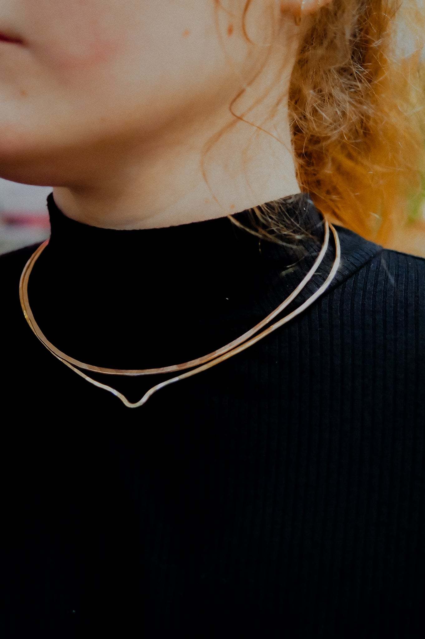 Hammered Collar Necklace, Gold Fill, Rose Gold Fill, or Sterling Silver